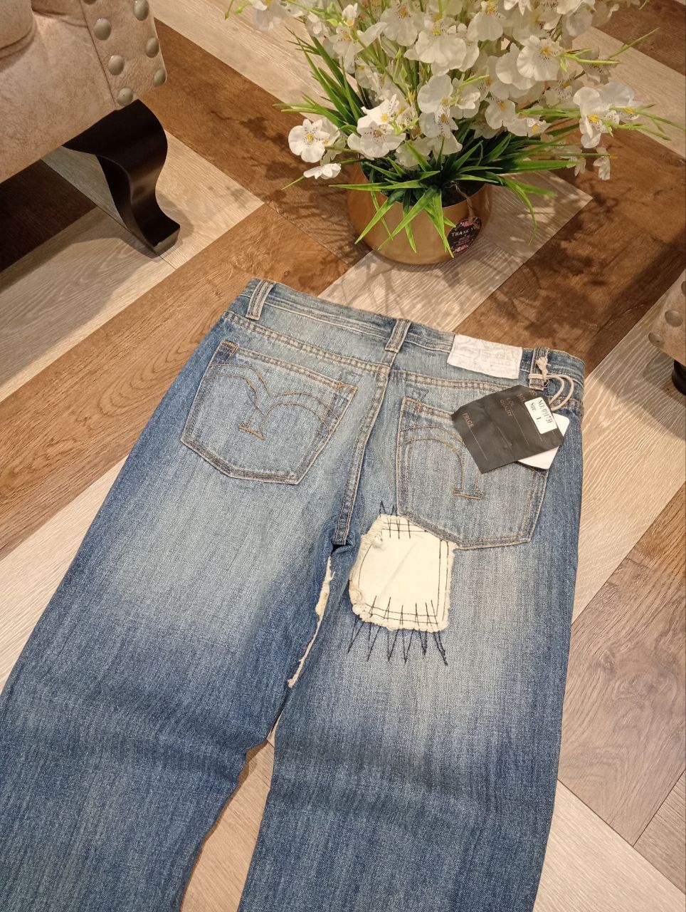 Japanese Brand JAPANESE OUTBALL WEST PATCHWORK DISTRESSED JEANS Size US 33 - 10 Thumbnail