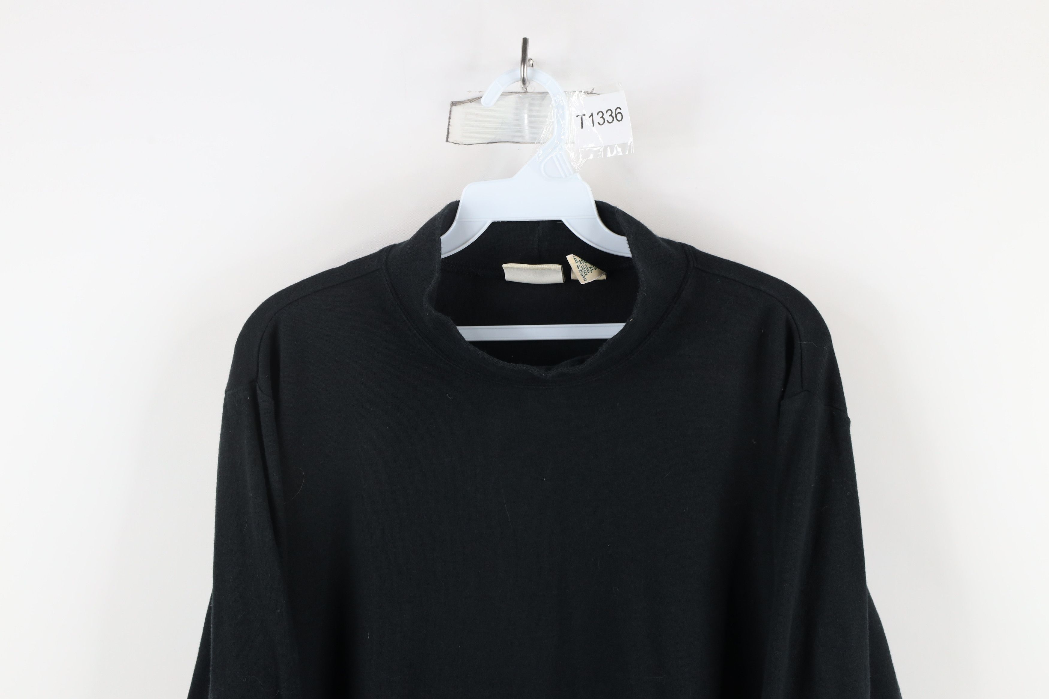 L.L. Bean × Vintage Vintage 90s LL Bean Mock Neck Long Sleeve T-Shirt Black Size XL / US 12-14 / IT 48-50 - 2 Thumbnail