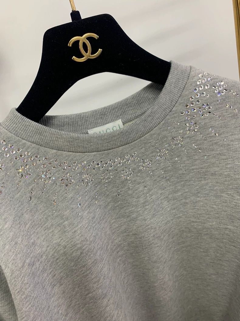 Gucci Gucci Size12 Gray diamond-embled round-neck sweatshirt Size US XS / EU 42 / 0 - 2 Thumbnail