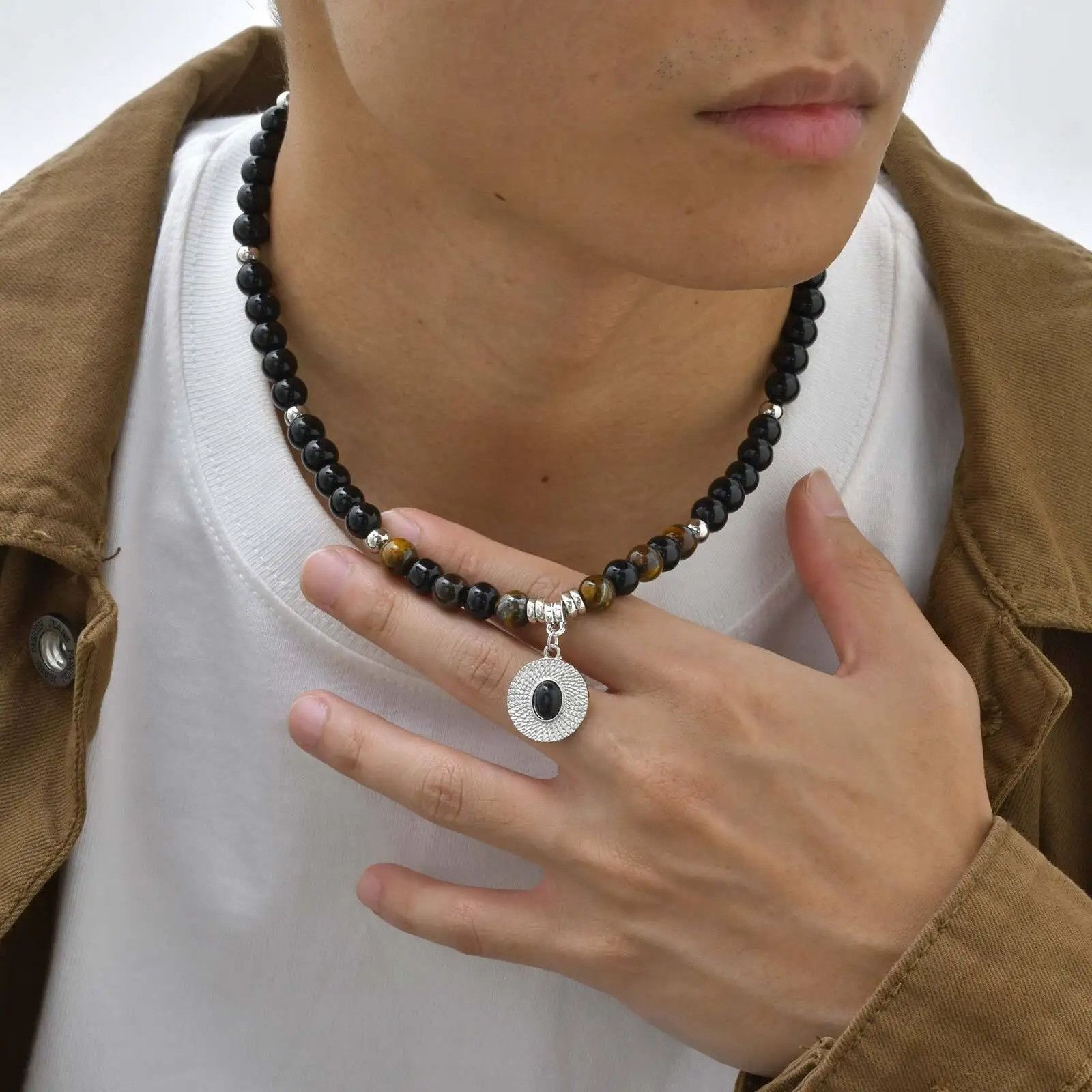 Jewelry Tiger Eye Natural Stone Bead Necklace Size ONE SIZE - 4 Thumbnail