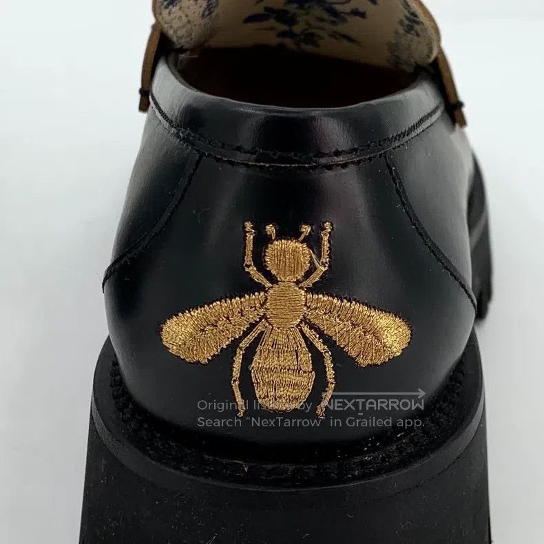 Gucci Black horse buckle thick-soled leather casual loafer