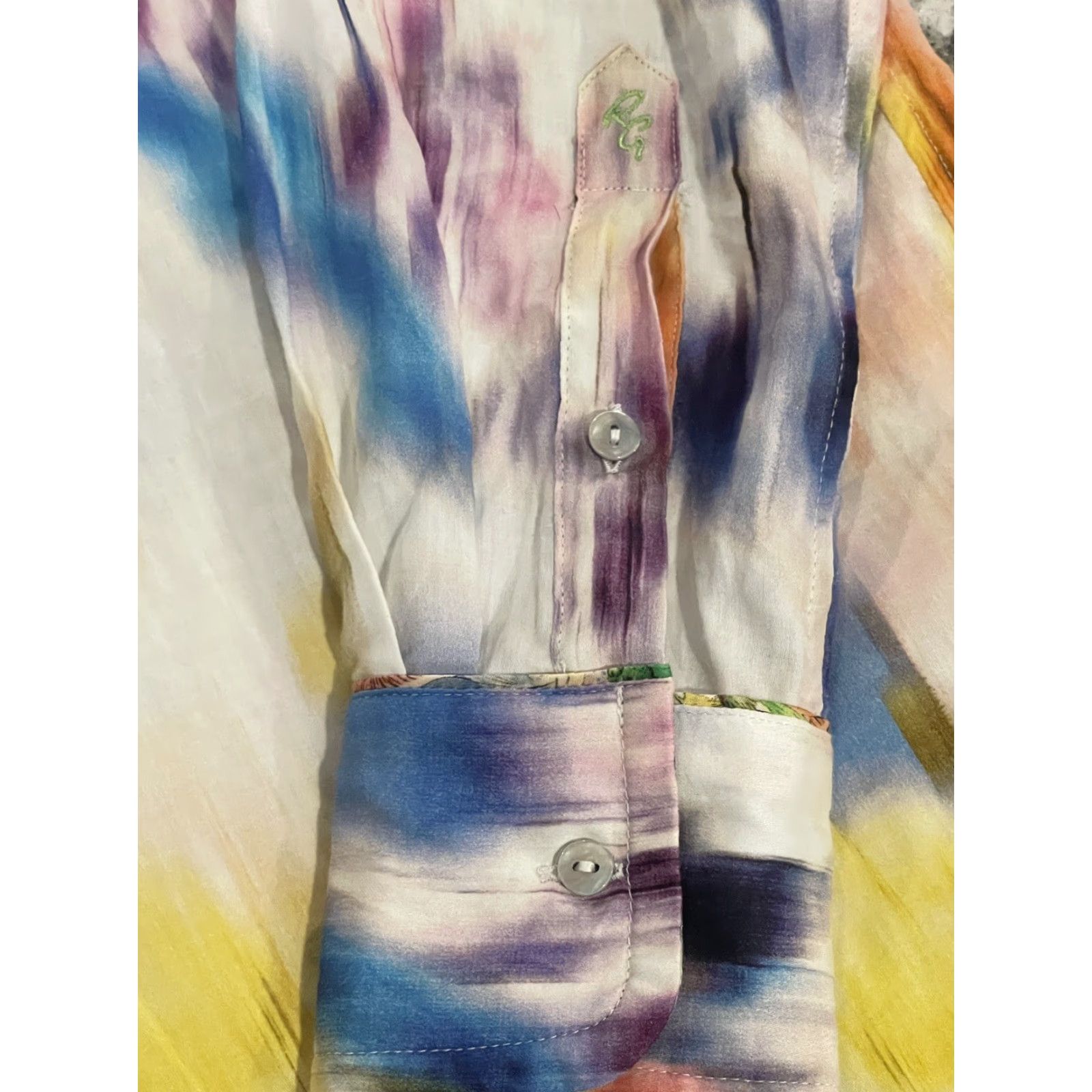 Robert Graham Robert Graham Shirt Women Small Multicolor 100% Cotton Carrie Brush stroke Button-Up Size S / US 4 / IT 40 - 3 Thumbnail