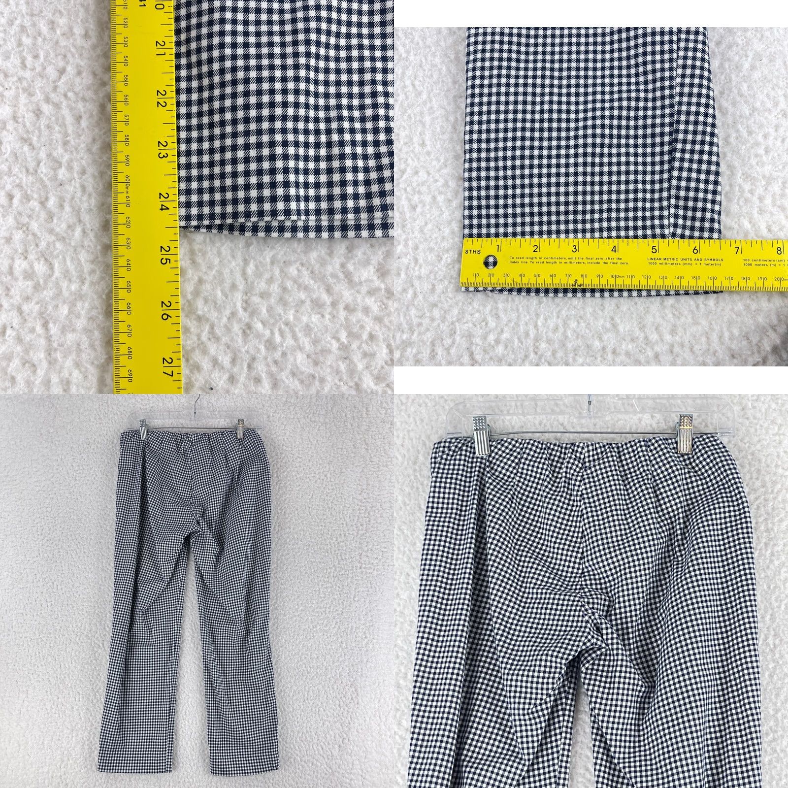 J. Jill J. Jill Blue Gingham Straight Leg Pants Womens Size 4P Low-Rise Flat Front Pull On Size 27" / US 4 / IT 40 - 8 Thumbnail