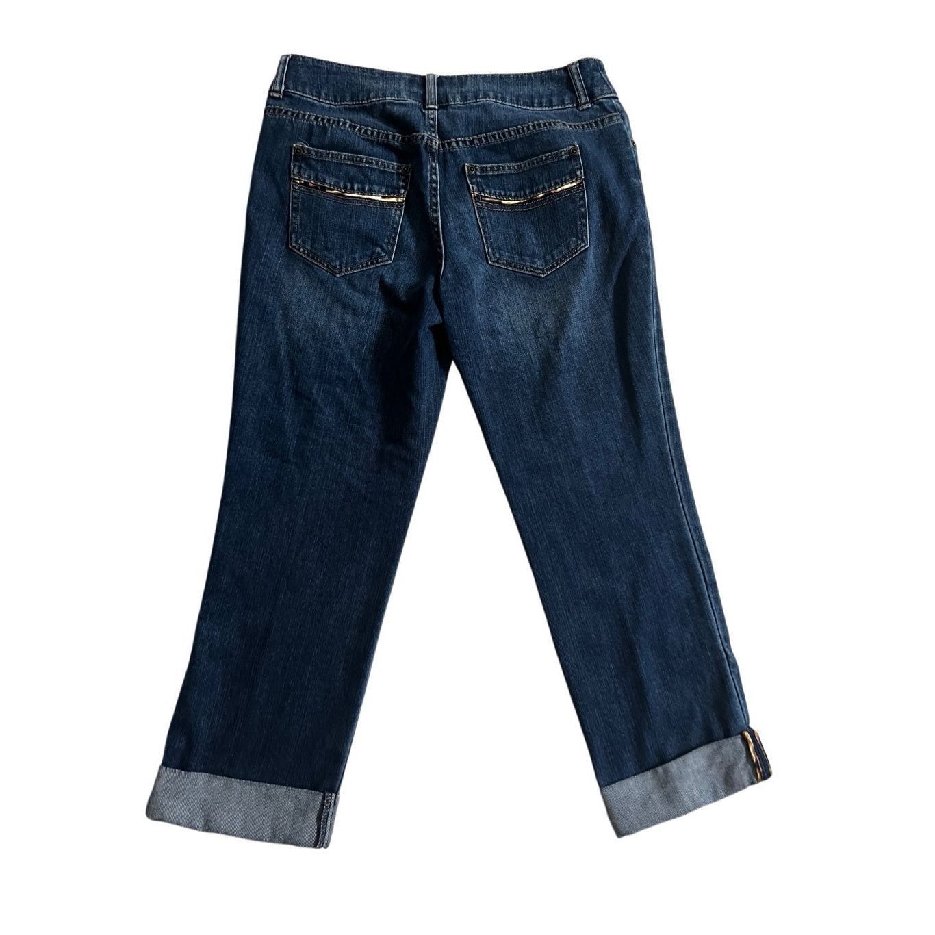 Chicos CHICOS Women’s Capri Denim Blue Stretch Cuffed Hem Size 30" / US 8 / IT 44 - 3 Thumbnail