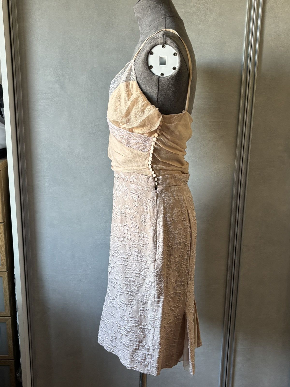 Dior CHRISTIAN DIOR Pink silk and lace dress Size S / US 4 / IT 40 - 3 Thumbnail