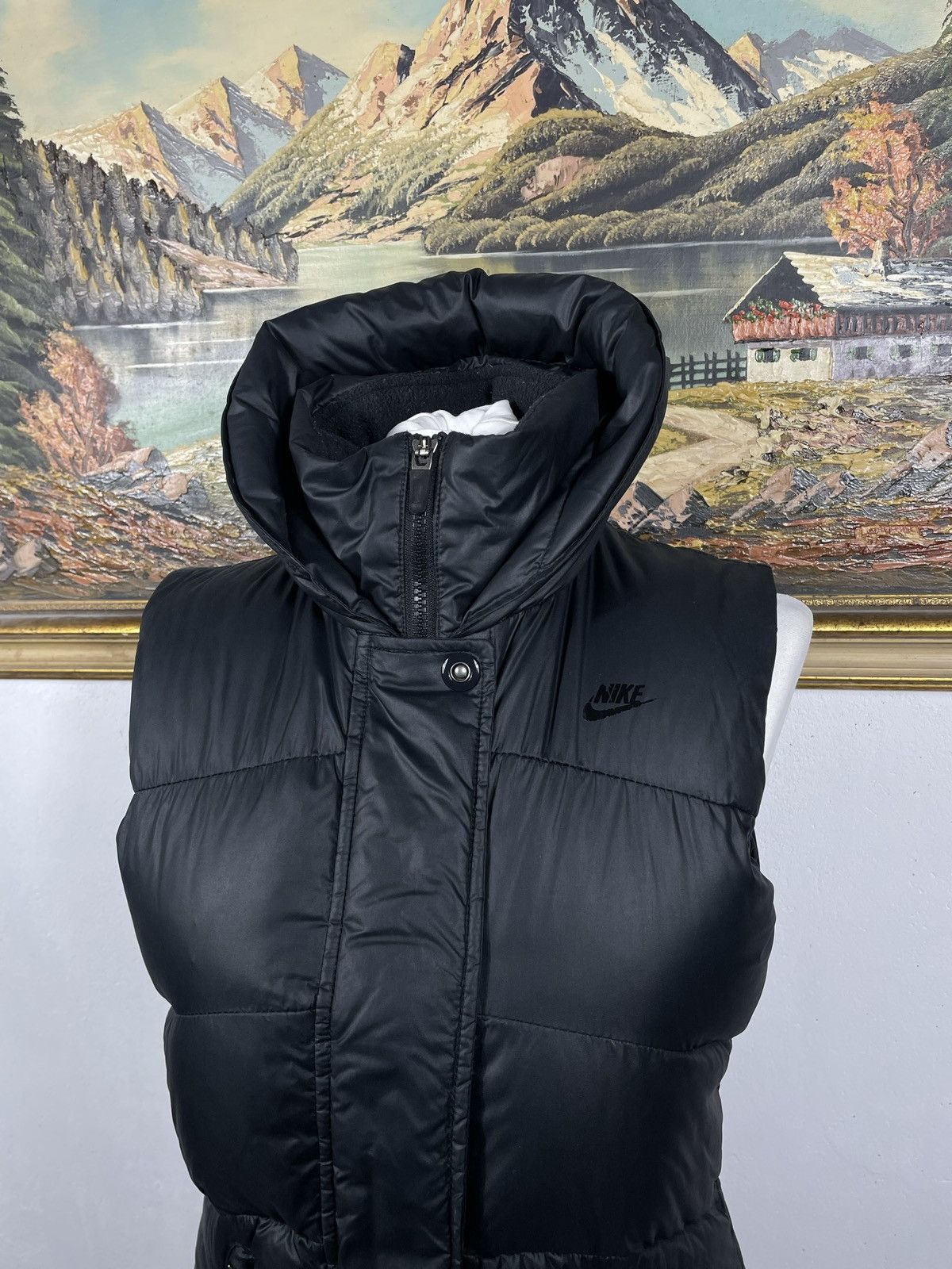 Nike × Vintage Nike Small Swoosh Zip Hoodie Black Y2k 00s Retro Winter Warm Size XS / US 0-2 / IT 36-38 - 4 Thumbnail