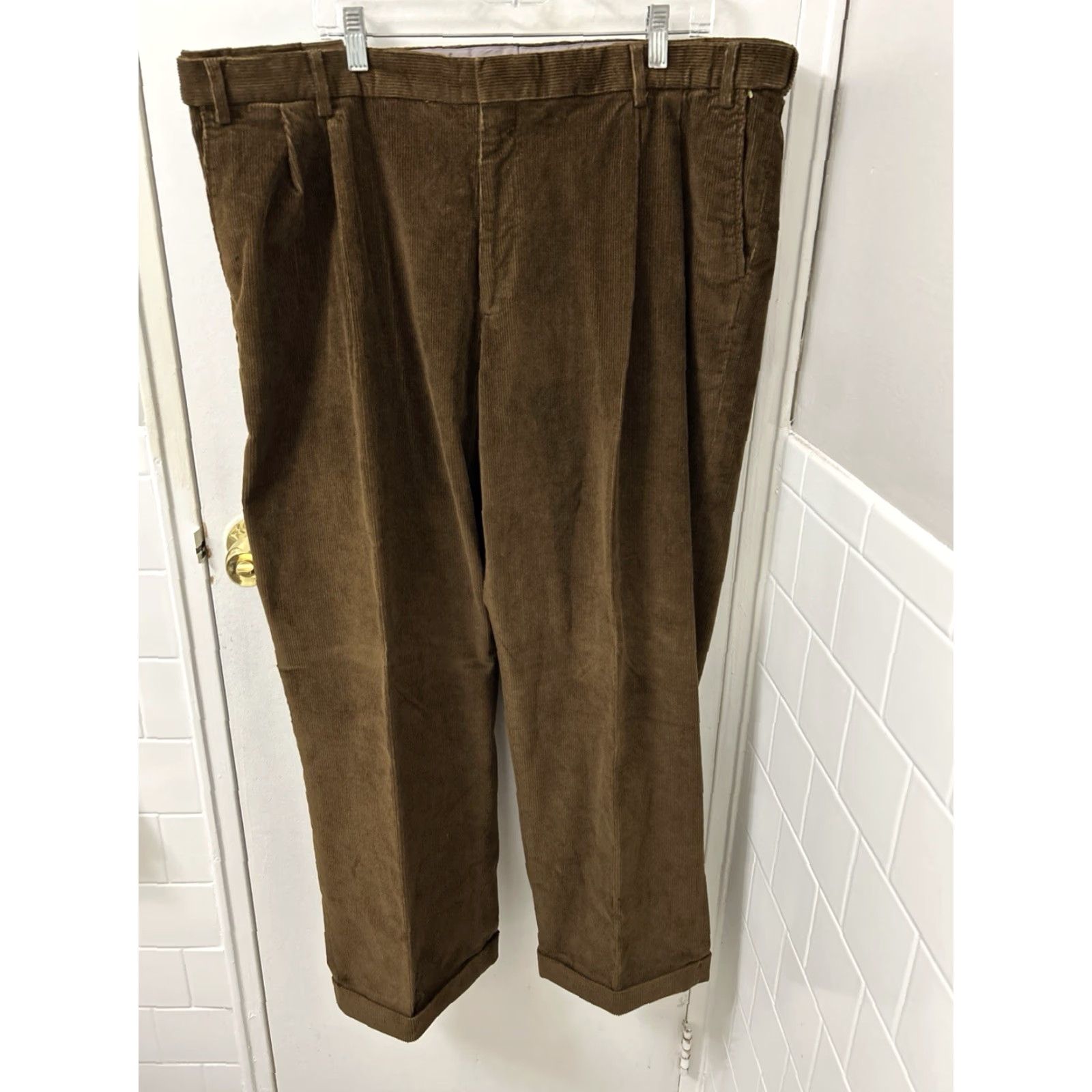 Lands' End Lands' End Corduroy Pants Mens 44x29 Brown Pleated Cuffed Traditional Fit YKK Pants Mens Size US 44 / EU 60 - 2 Thumbnail