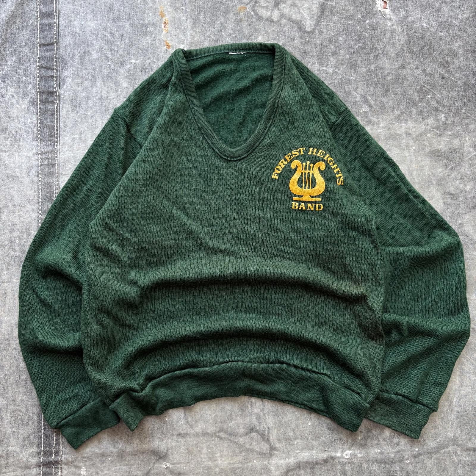 Vintage Vintage 70s Forest Heights Band Forest Green V-Neck Sweater Size US XS / EU 42 / 0 - 1 Thumbnail