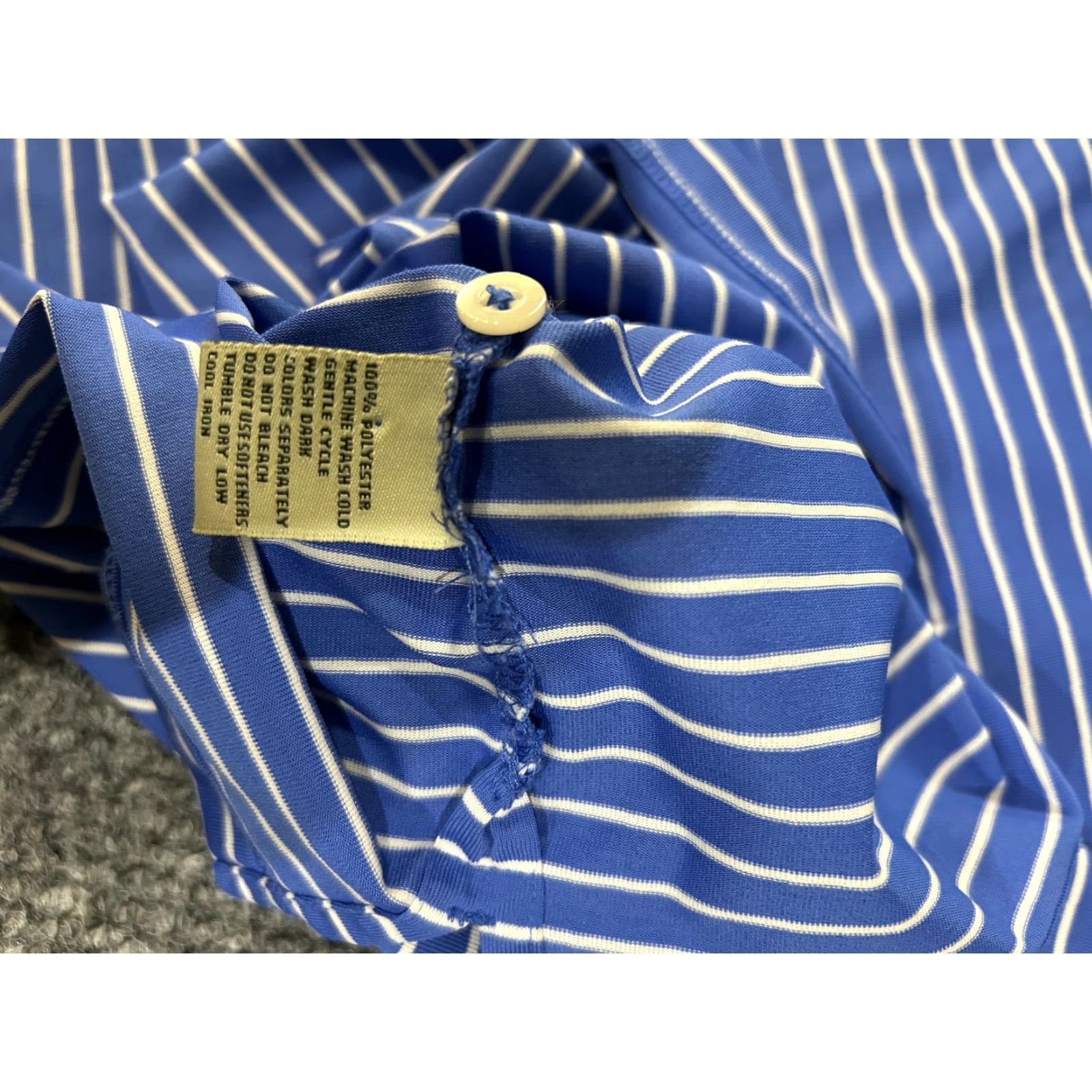 Vintage Donald Ross Polo Shirt Mens 2XL Blue White Striped Sharks Performance Golf Shirt Size US XXL / EU 58 / 5 - 6 Thumbnail