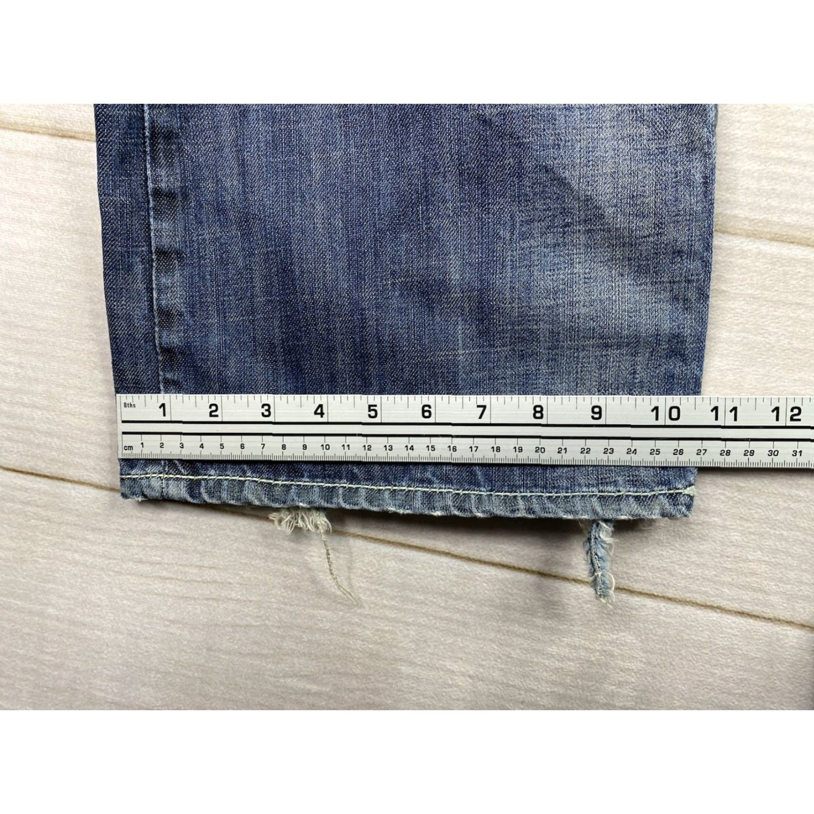 Denime Manchester Jeans Mens 38R Distressed Embroidered 5-Pocket Denim Dark Wash 100% Cotton Blue Jeans Mens Regular Size US 38 / EU 54 - 7 Thumbnail