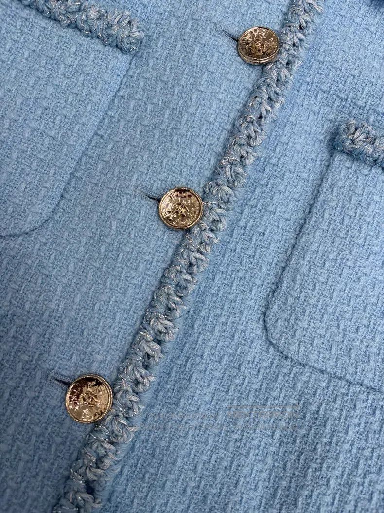 Chanel Chanel Soft tweed blue coat Size XS / US 0-2 / IT 36-38 - 3 Thumbnail