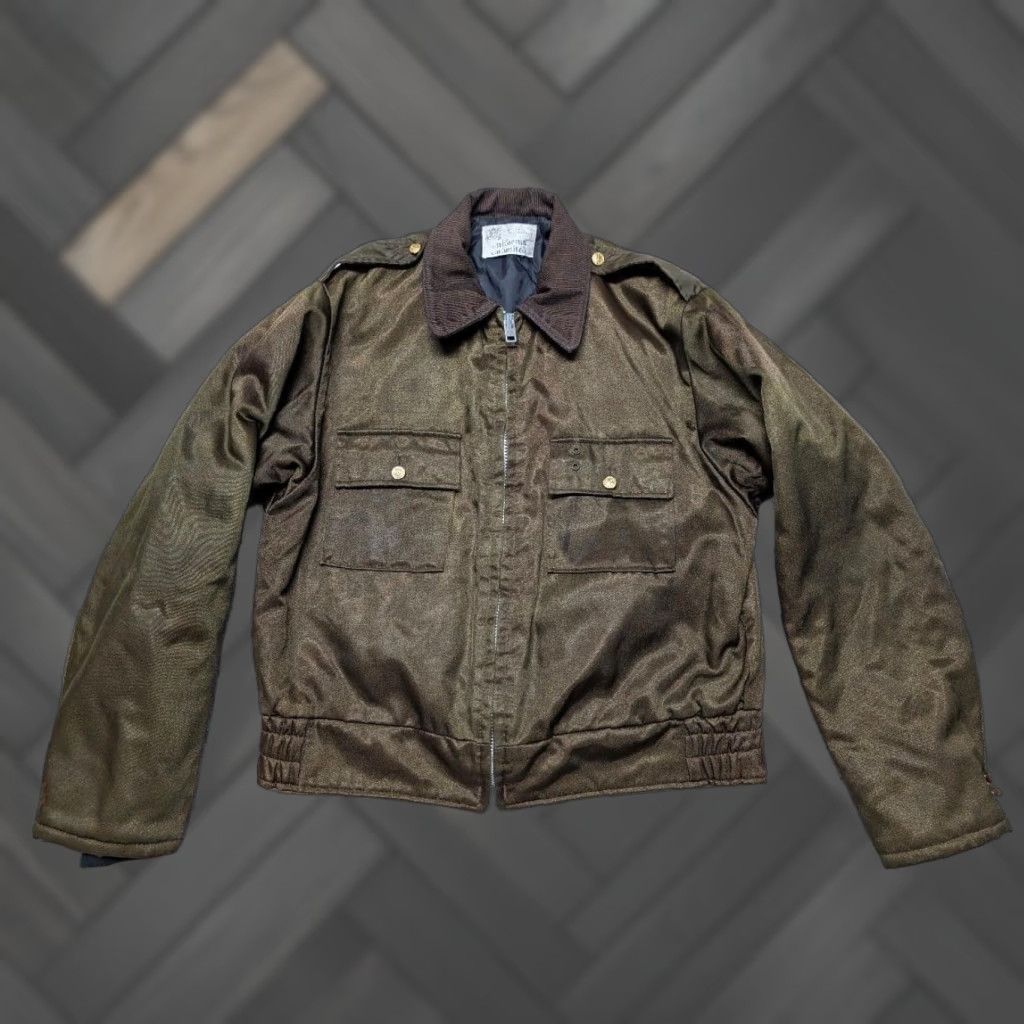 Vintage VINTAGE Uniform jacket Men L Brown/Green nylon 44 chest security police style 1960s 70s UNIFORM jacket Size US L / EU 52-54 / 3 - 1 Thumbnail