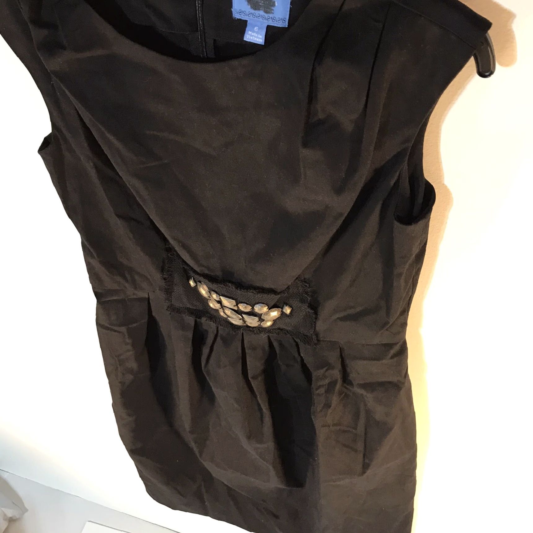 Vintage Vera Wang Simply Vera Vera Wang Black Sleeveless Embroidered Studded Midi Dress Women Size 6 Spring Summer Size M / US 6-8 / IT 42-44 - 4 Thumbnail