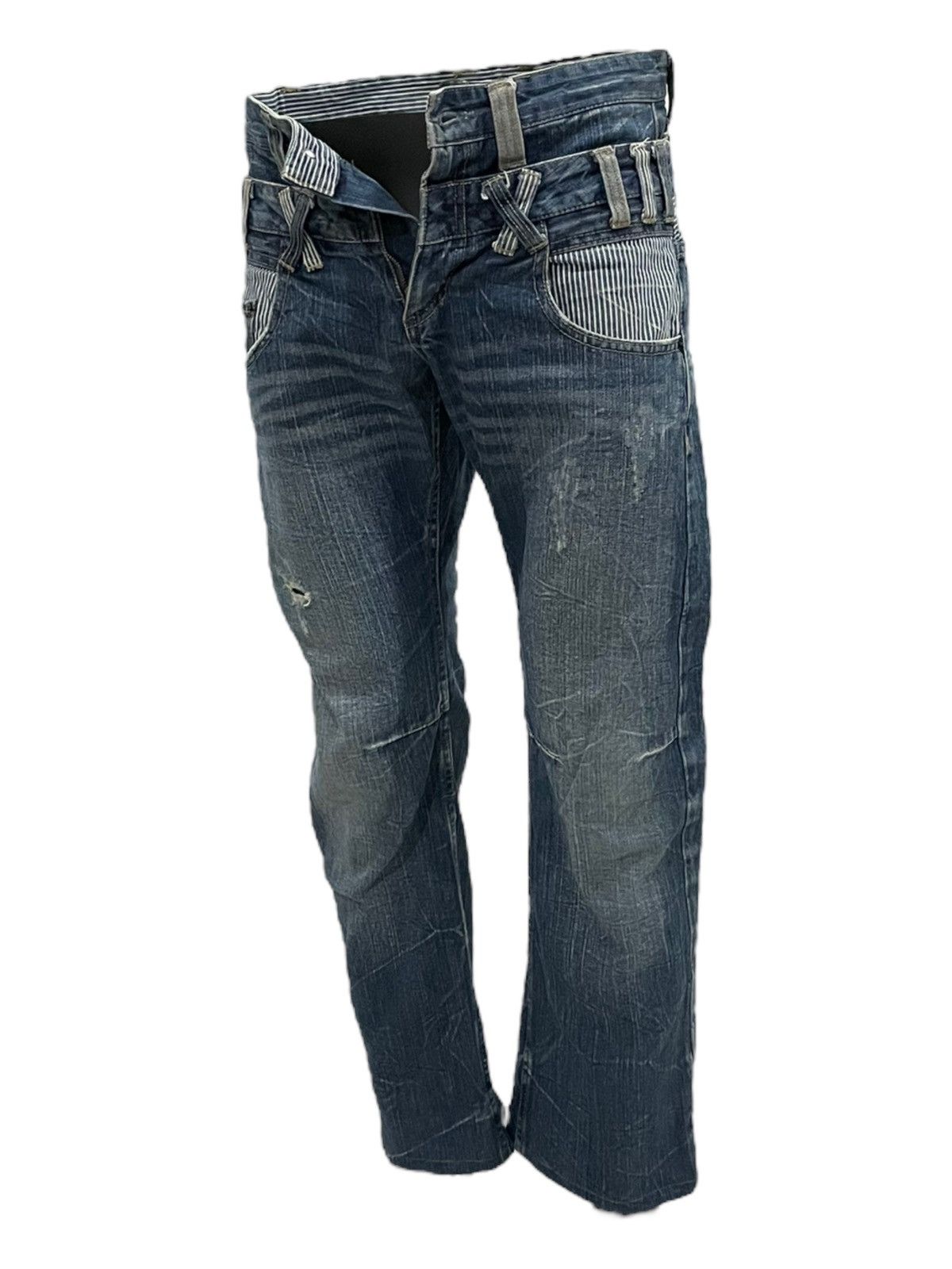 14th Addiction × Japanese Brand Y2k Japanese Dominate Double Waist Faded Grunge Punk Jeans Size US 32 / EU 48 - 14 Thumbnail