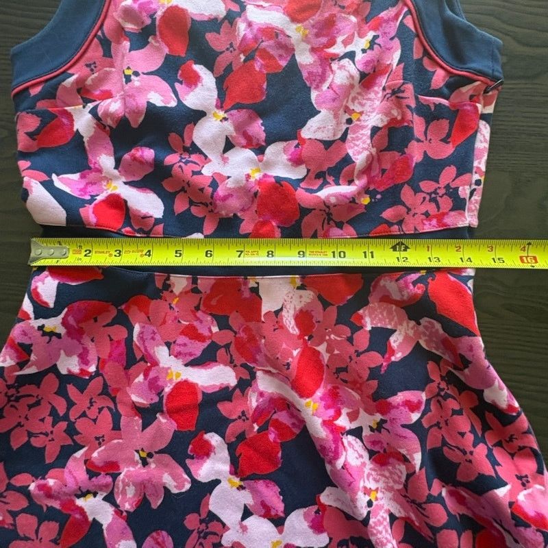 Lands' End Lands End Green Navy Floral Colorblock Dress Sz 8 Preppy Size M / US 6-8 / IT 42-44 - 7 Thumbnail