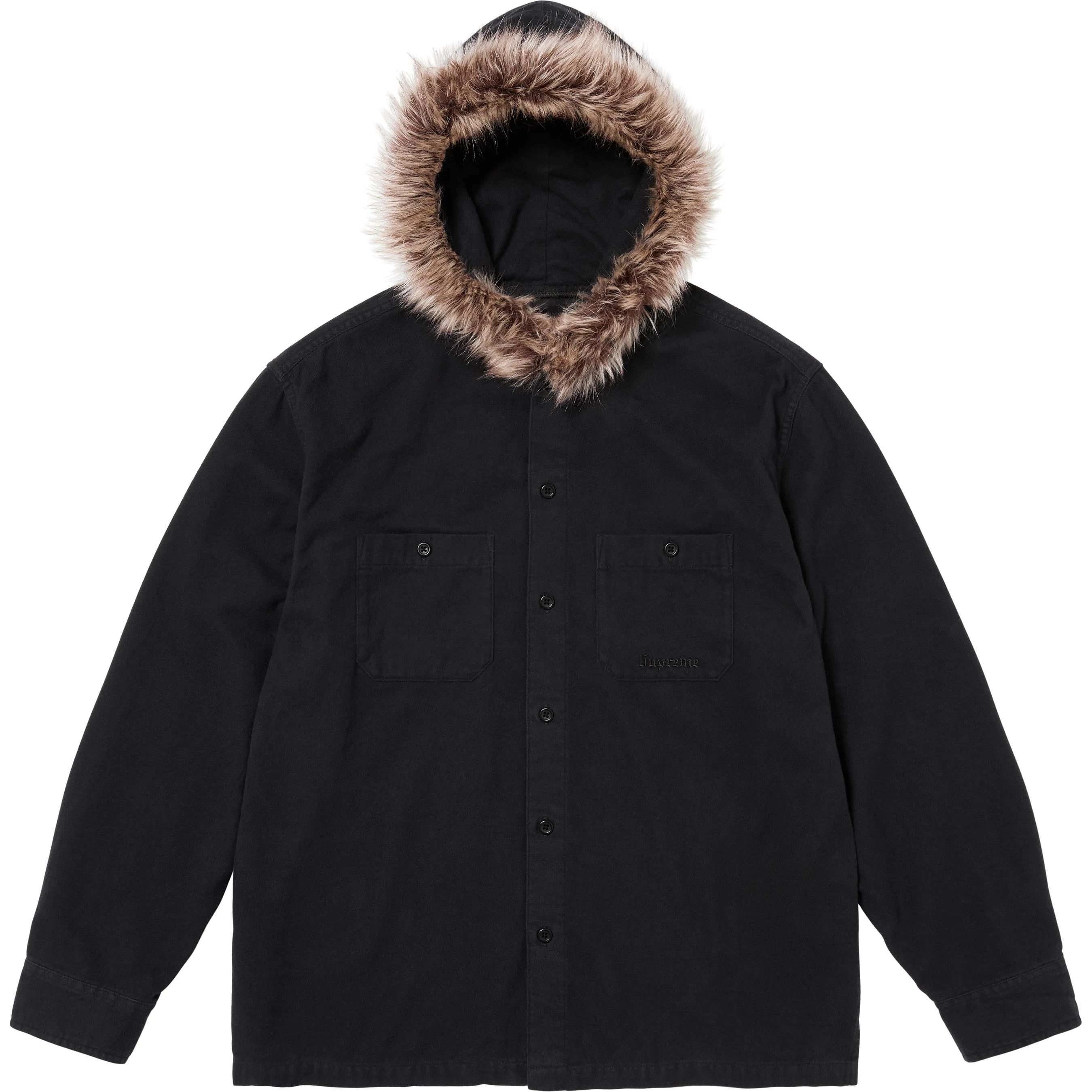 Supreme Fur Trim Hooded Shirt