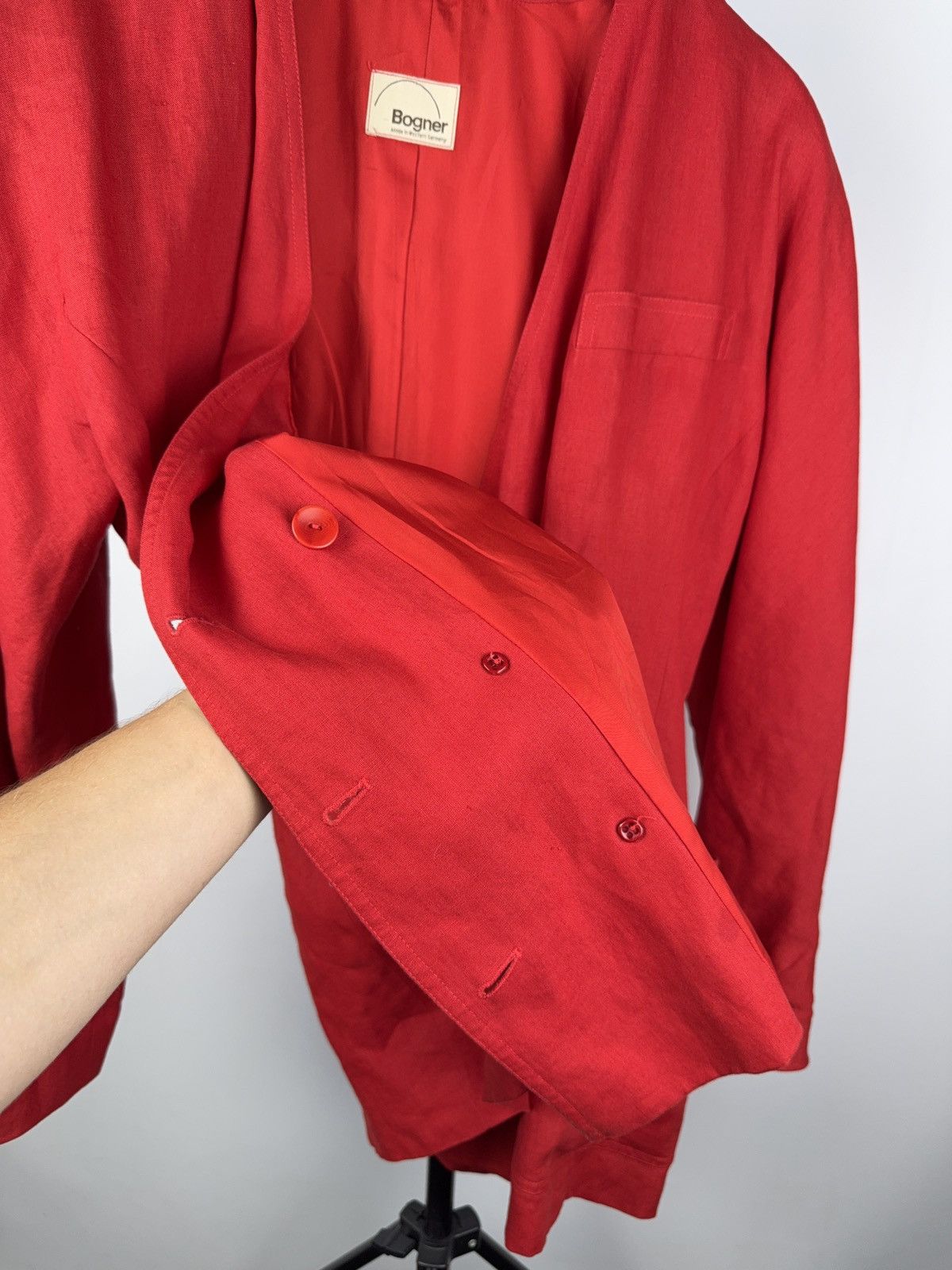 Bogner 80s Vintage Bogner Red Linen Blazer Made in West Germany Size L / US 10 / IT 46 - 10 Thumbnail