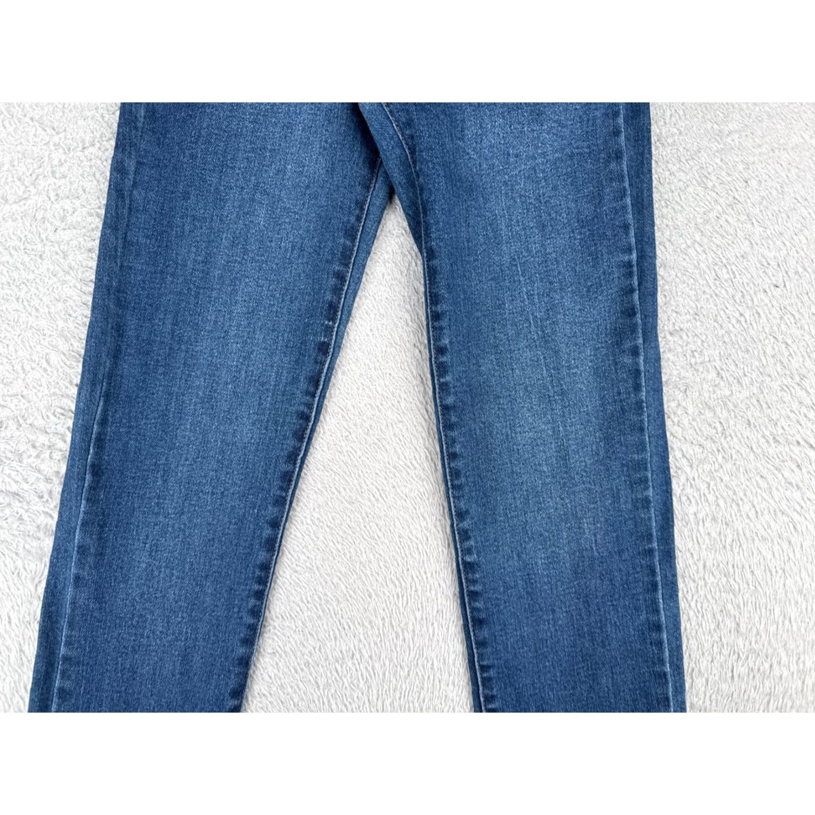 Denime JUST BLACK Blue Distressed Straight Leg Jeans Women 24 Mid Rise 5-Pocket Cotton Size 42" / US 20 - 3 Thumbnail