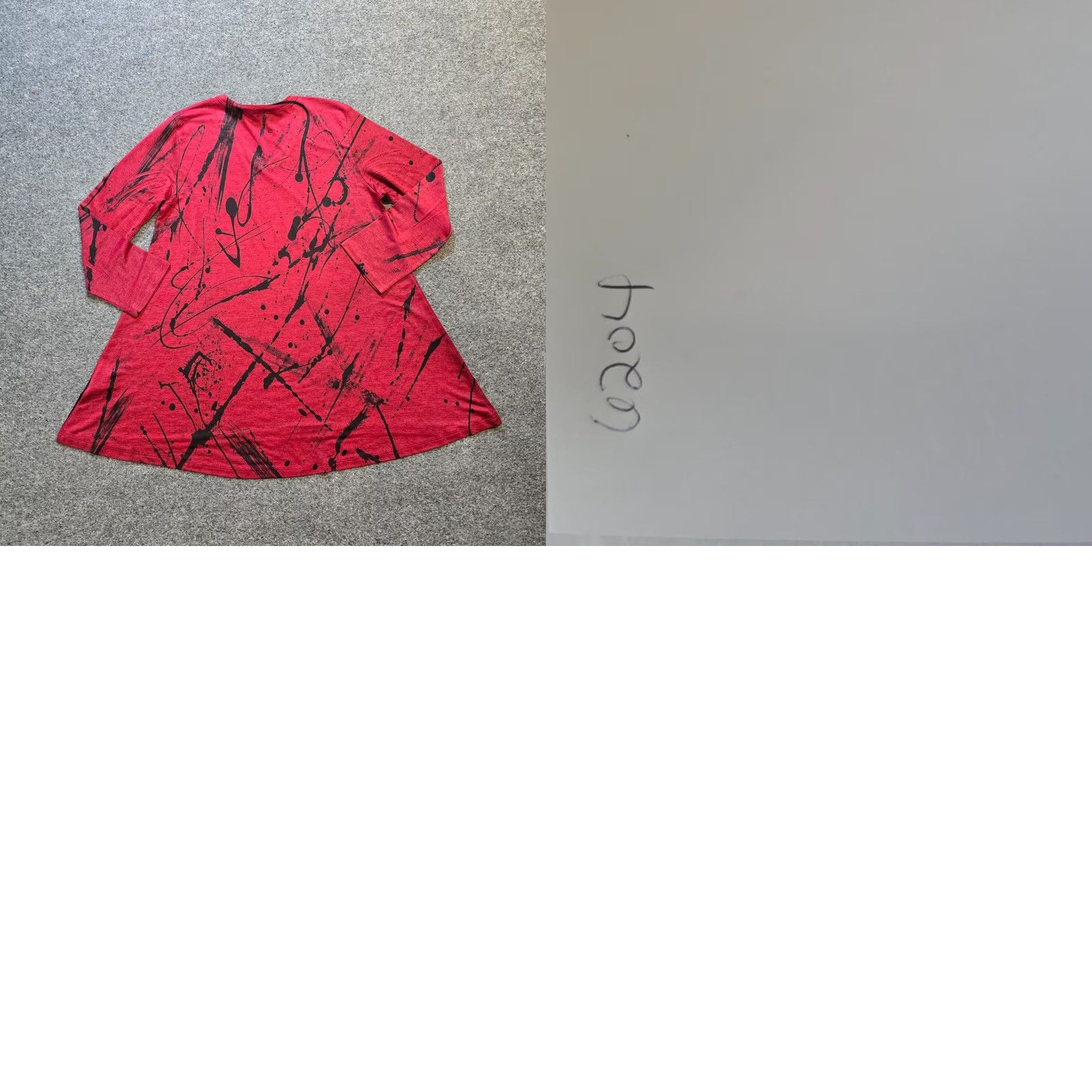 Vintage Jess Jane Top Womens Size Small Red Abstract Art Stretchy Slinky Casual Travel Shirt Blouse Knit Polyester Spandex Long Sleeve Round Neck Vintage No Size S / US 4 / IT 40 - 8 Thumbnail