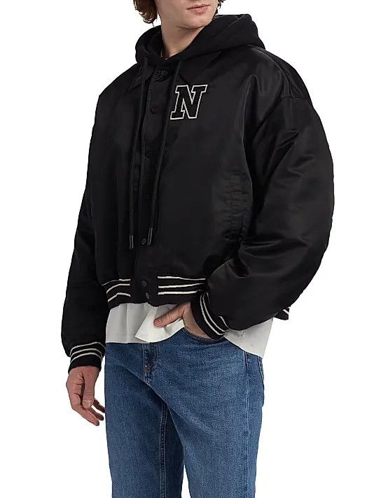 Nahmias os11x0326 Hooded Logo Bomber Jacket in Black Size US XL / EU 56 / 4 - 5 Thumbnail