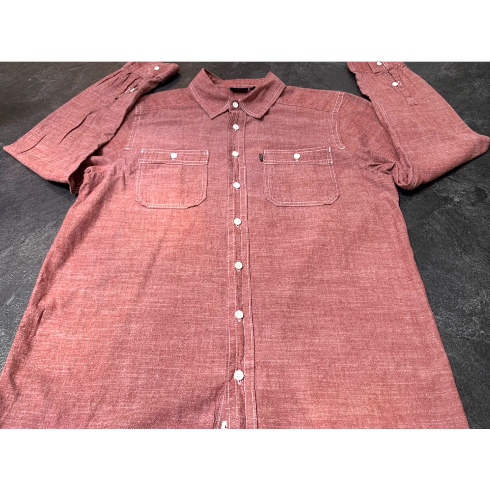 KAVU KAVU Men's Large Long Sleeve Button Up Shirt Brick Red Size US L / EU 52-54 / 3 - 1 Thumbnail