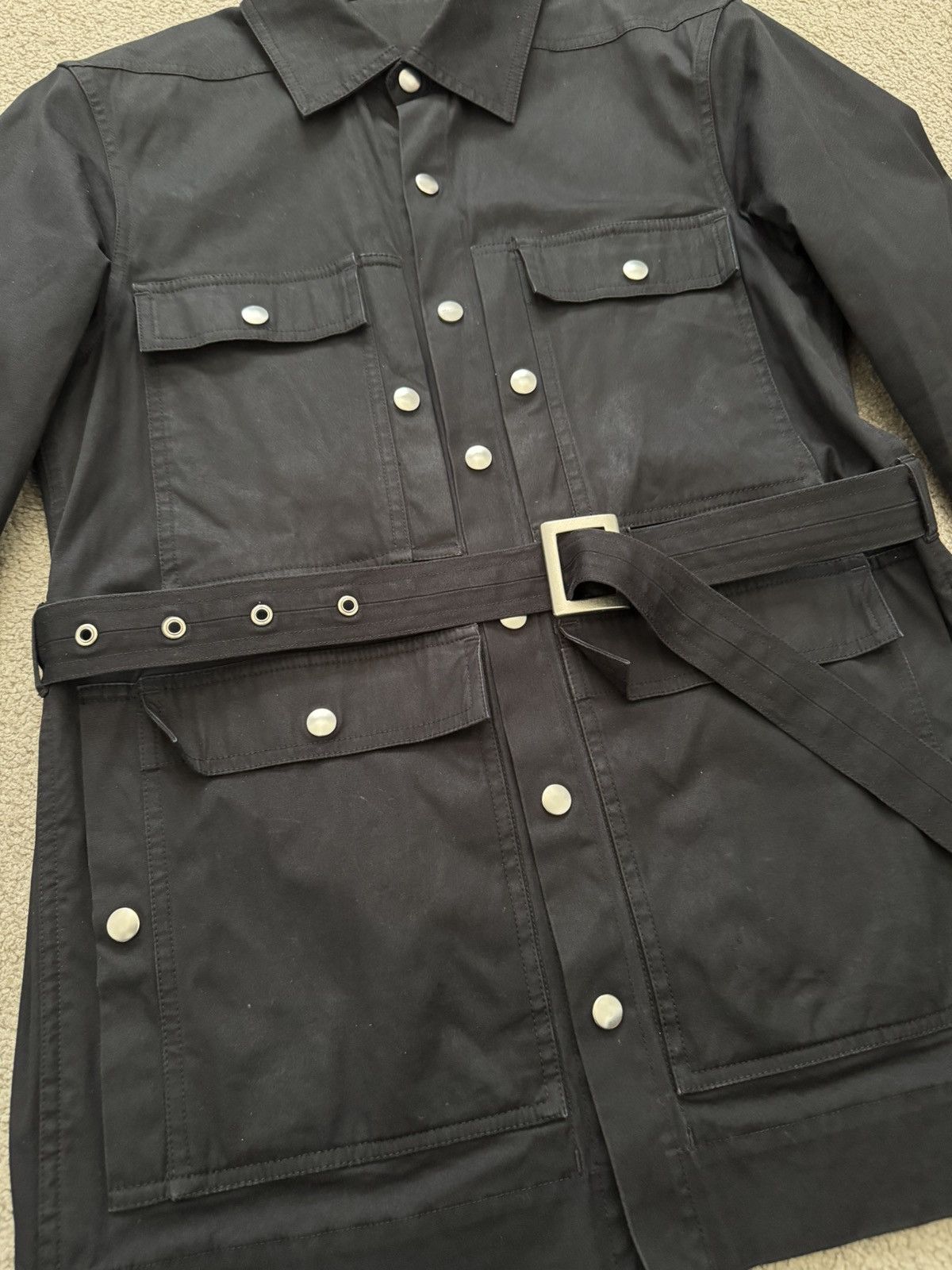 Rick Owens FW21 Rick Owens Mainline Belted Military Cargo Jacket Size US S / EU 44-46 / 1 - 6 Thumbnail