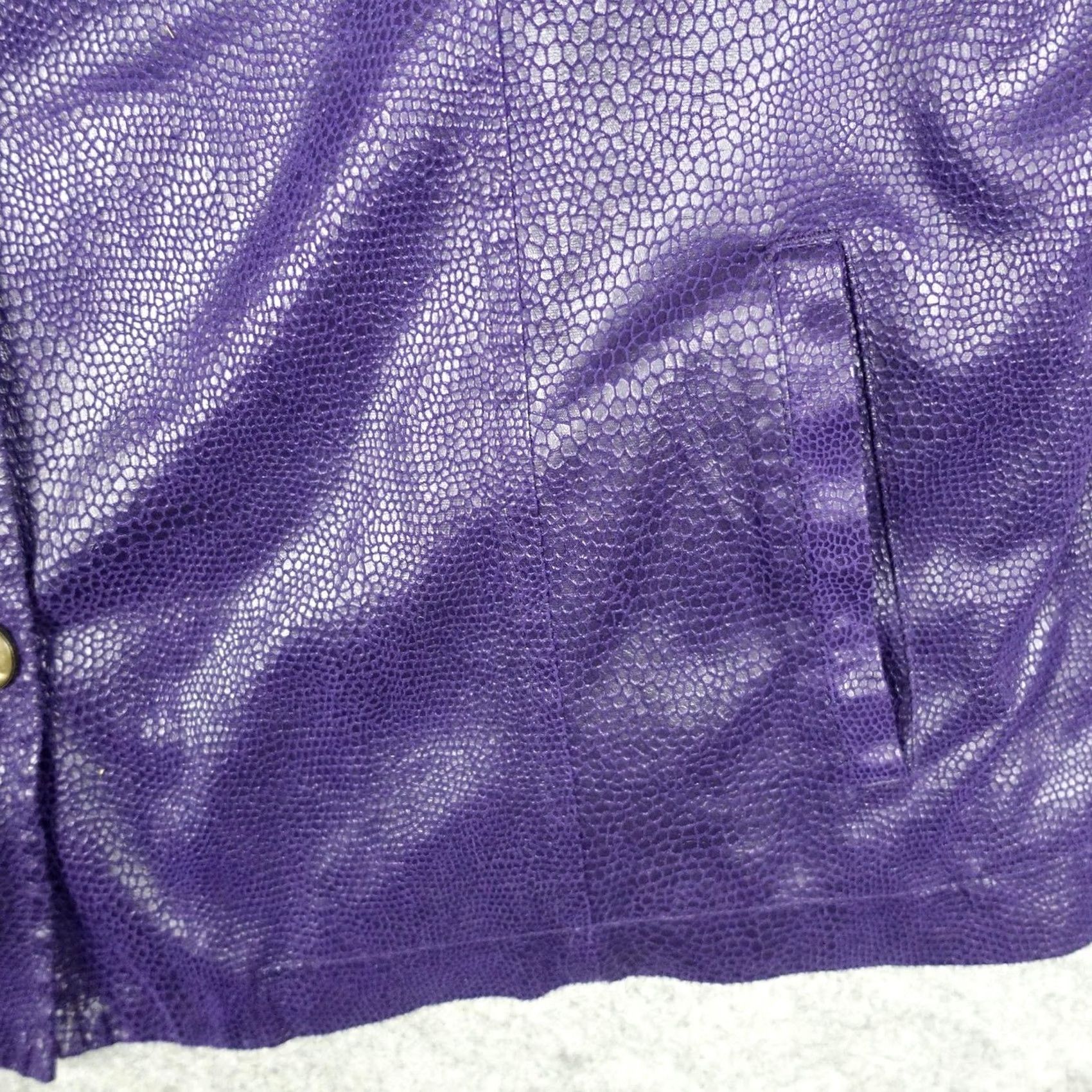 Vintage Chico's Jacket Womens Size 3 Purple Lightweight Textured VTG Snake Print Collared Lined Pockets Coat/Outerwear Size XS / US 0-2 / IT 36-38 - 4 Thumbnail