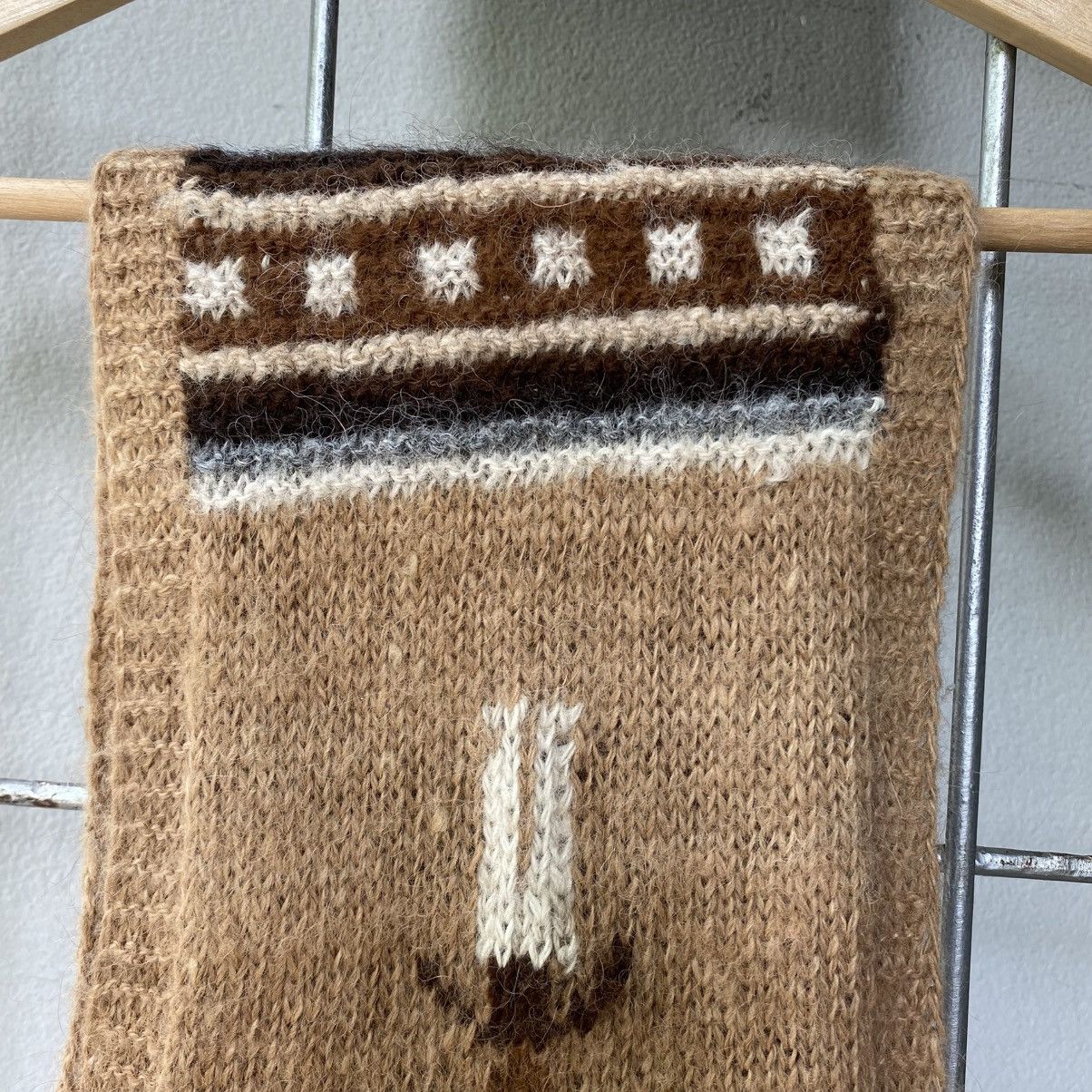 Designer × Japanese Brand Camel Brown Alpaca Pattern Scarf Size ONE SIZE - 6 Thumbnail