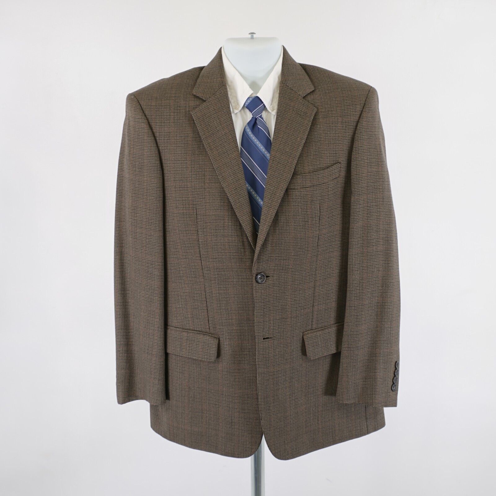 Pronto Uomo Pronto Uomo Brown Tan Tweed Wool Houndstooth Windowpane 40R Size 40R - 4 Thumbnail