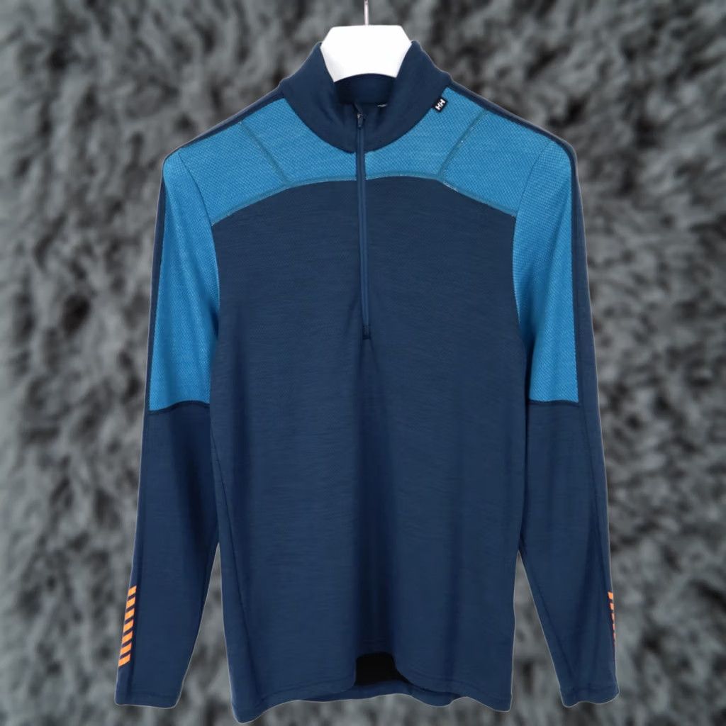Helly Hansen Helly Hansen Sweatshirt Men's SMALL Blue Pullover Merino Wool Blend Half Zip Neck Size US S / EU 44-46 / 1 - 1 Thumbnail