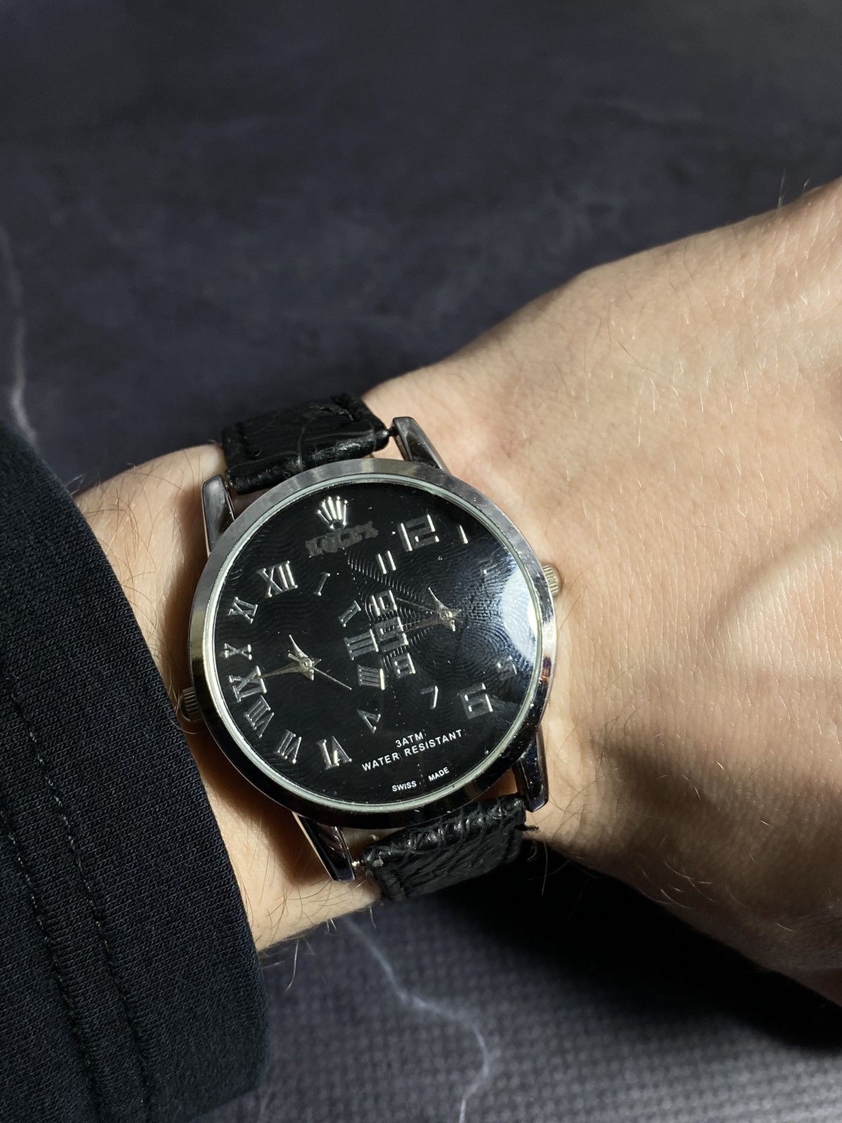 Vintage Black Roman Numeral Dual Dial Watch – Classic & Sleek✨ Size ONE SIZE - 2 Thumbnail