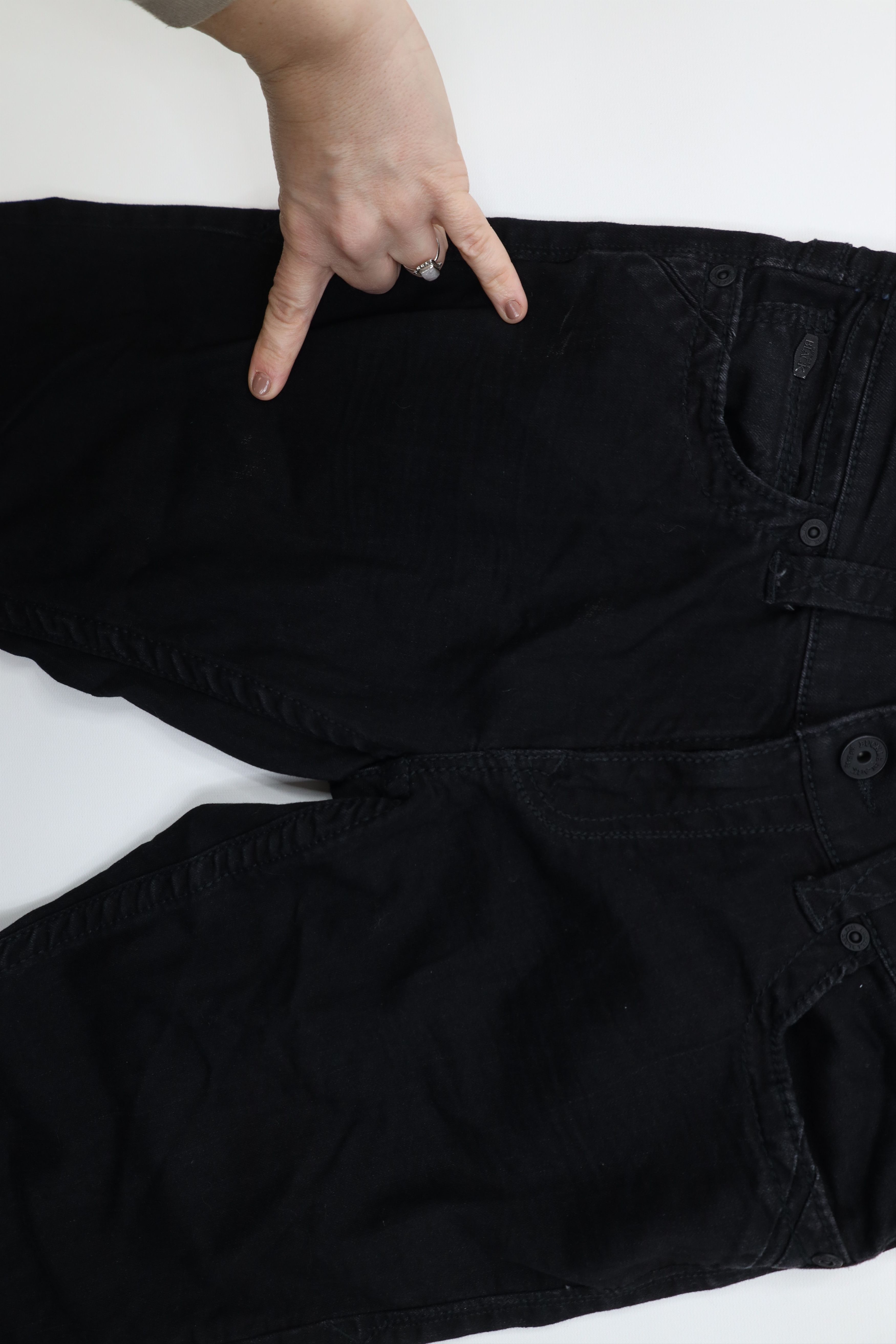Vintage Buckle Black Thick Stitch Fit No 9 Straight Leg Denim Jeans Size US 29 - 5 Thumbnail