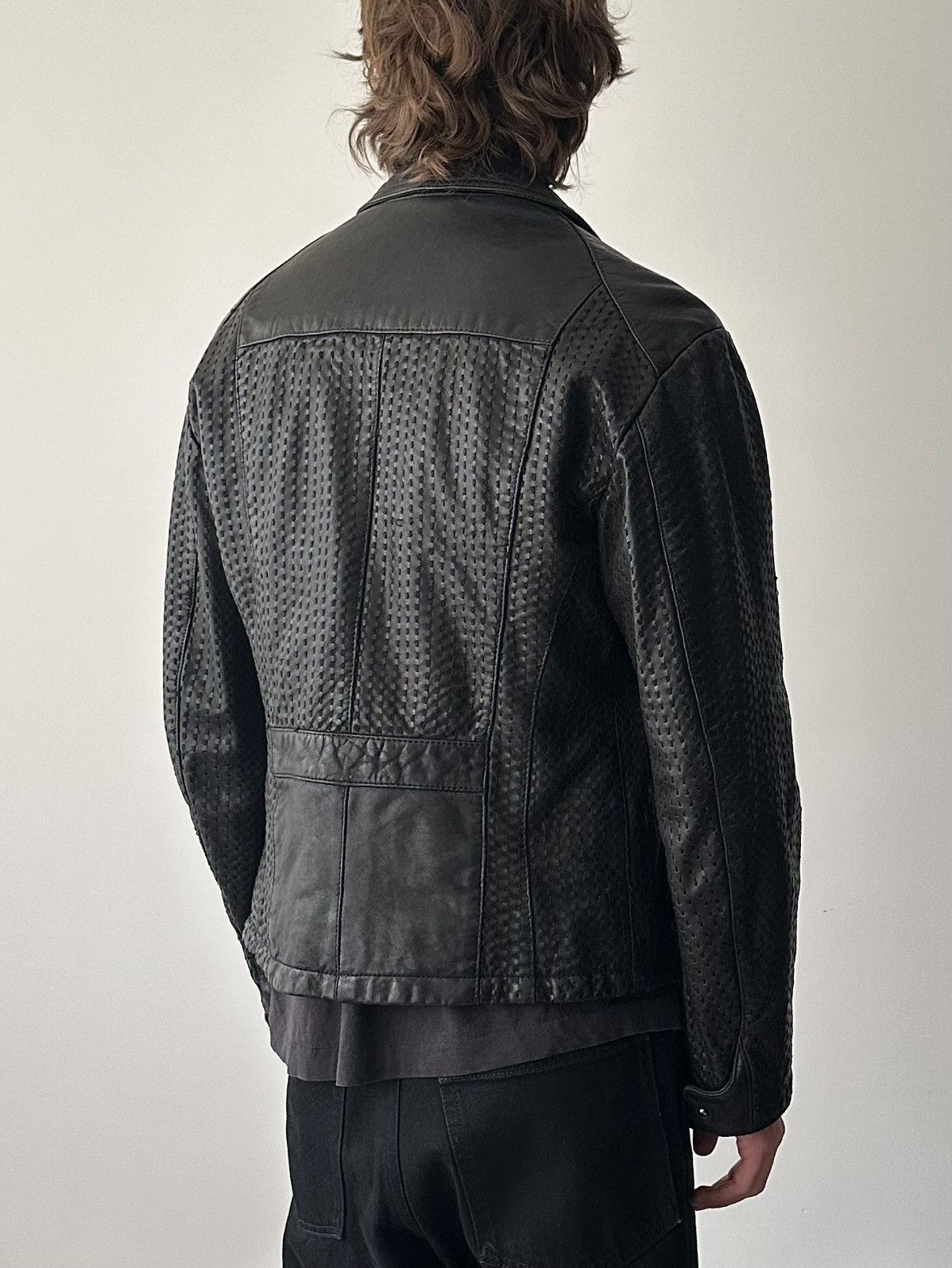 Emporio Armani Emporio Armani 2000’s Stitched Leather Biker Jacket Size US L / EU 52-54 / 3 - 4 Thumbnail