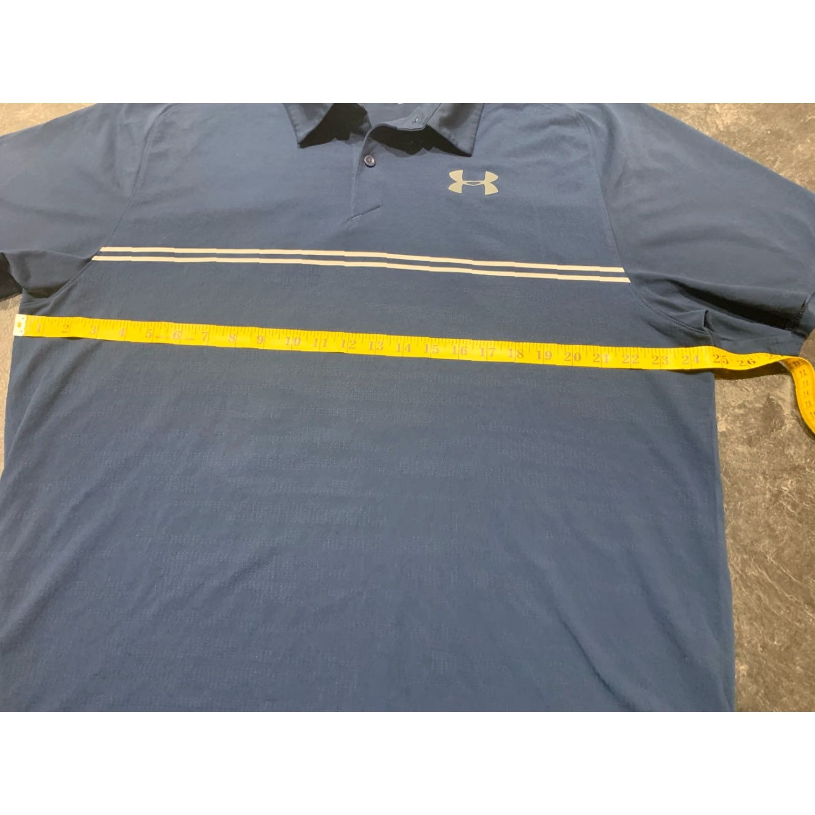 Under Armour Under Armour Navy Blue Striped Golf Polo Shirt Men's 2XL Moisture Wicking Size US XXL / EU 58 / 5 - 7 Thumbnail