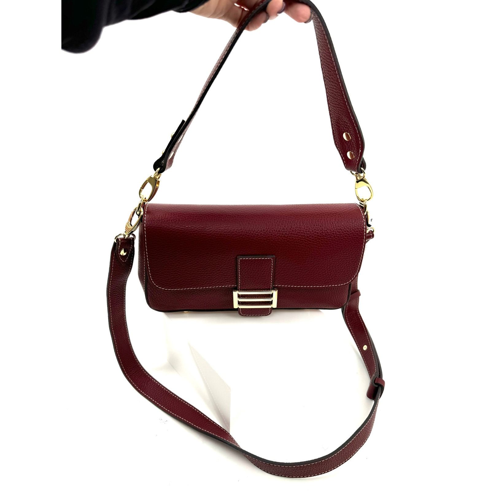 Other Divina Firenze Cranberry Leather Baguette Flap Crossbody Bag Size ONE SIZE - 2 Thumbnail
