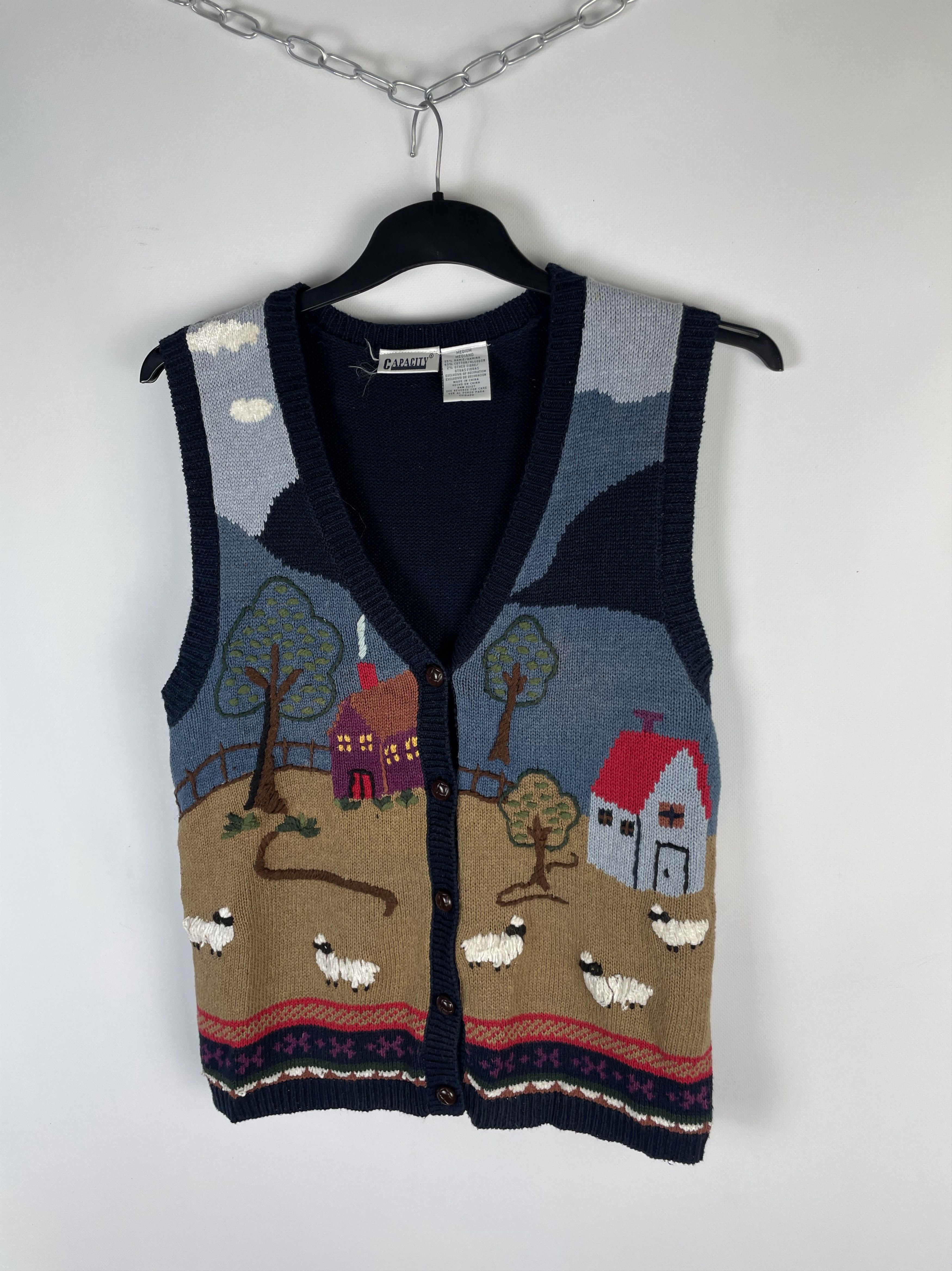 Vintage Vintage Knit Vest Hand Made Y2K Style USA 90s Size US M / EU 48-50 / 2 - 4 Thumbnail