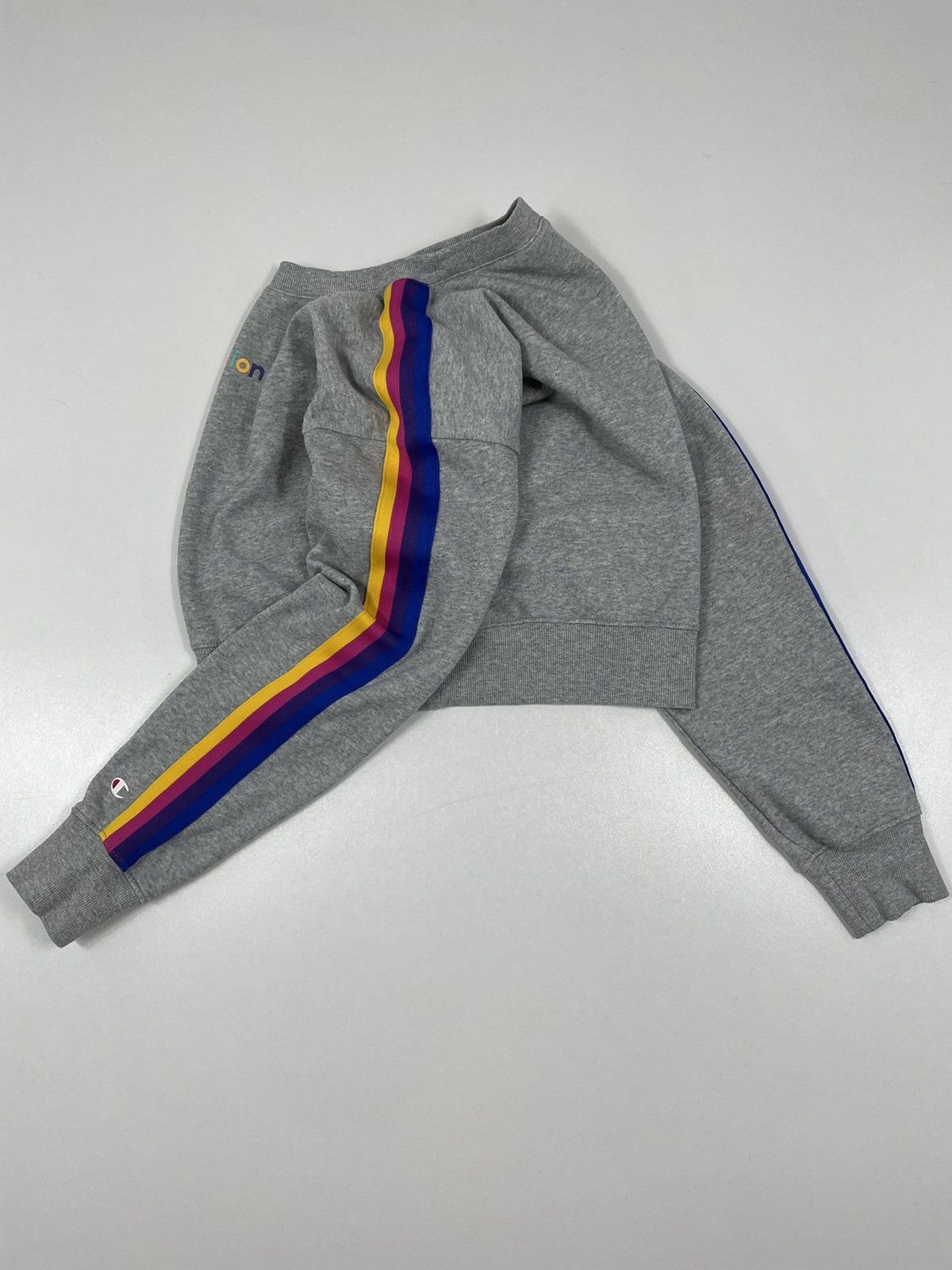 Champion × Raised by Champions 🌈 RAINBOW Big Logo Tape Crew Sweater Long Sleeve Sweatshirt Size M / US 6-8 / IT 42-44 - 2 Thumbnail