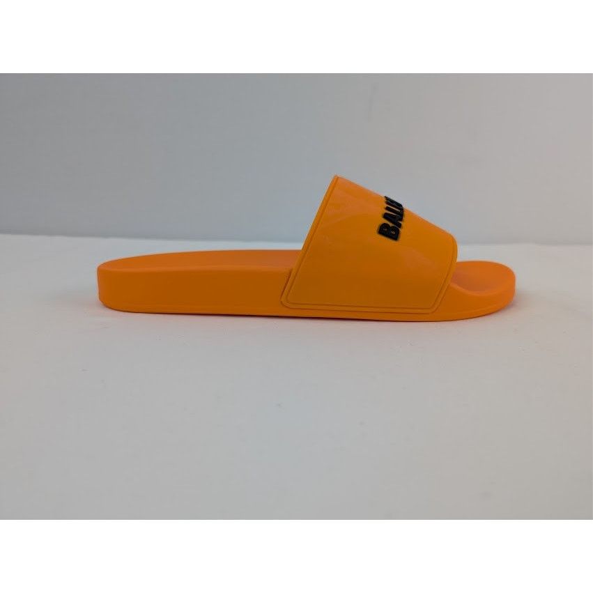 Balenciaga o1rshd1 Q:2 / Rubber Logo Pool Slide Sandals Orange / Black Size US 12 / EU 45 - 4 Thumbnail