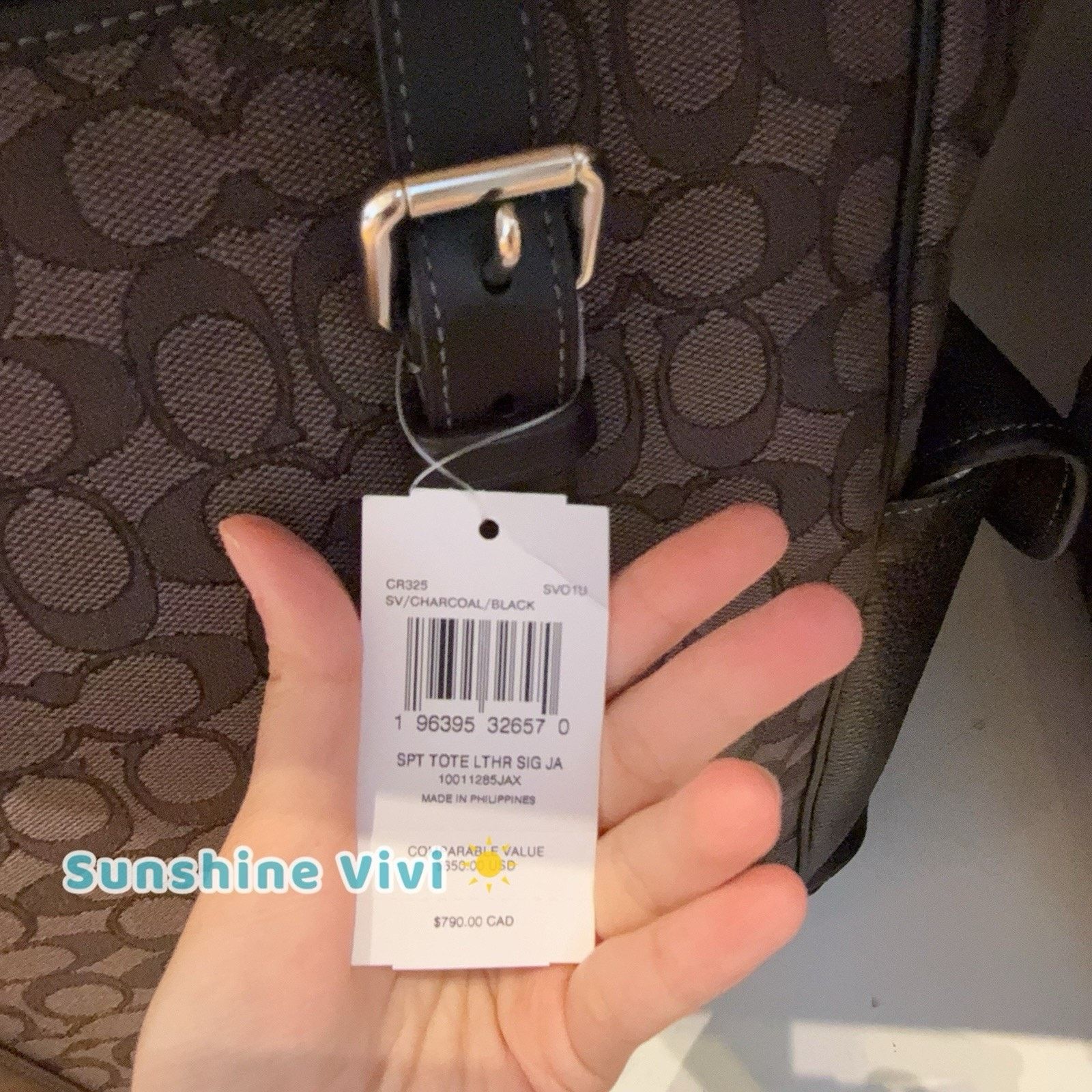Coach NWT COACH CR325 Sprint Tote Bag Silver/Charcoal/Black Size ONE SIZE - 4 Thumbnail