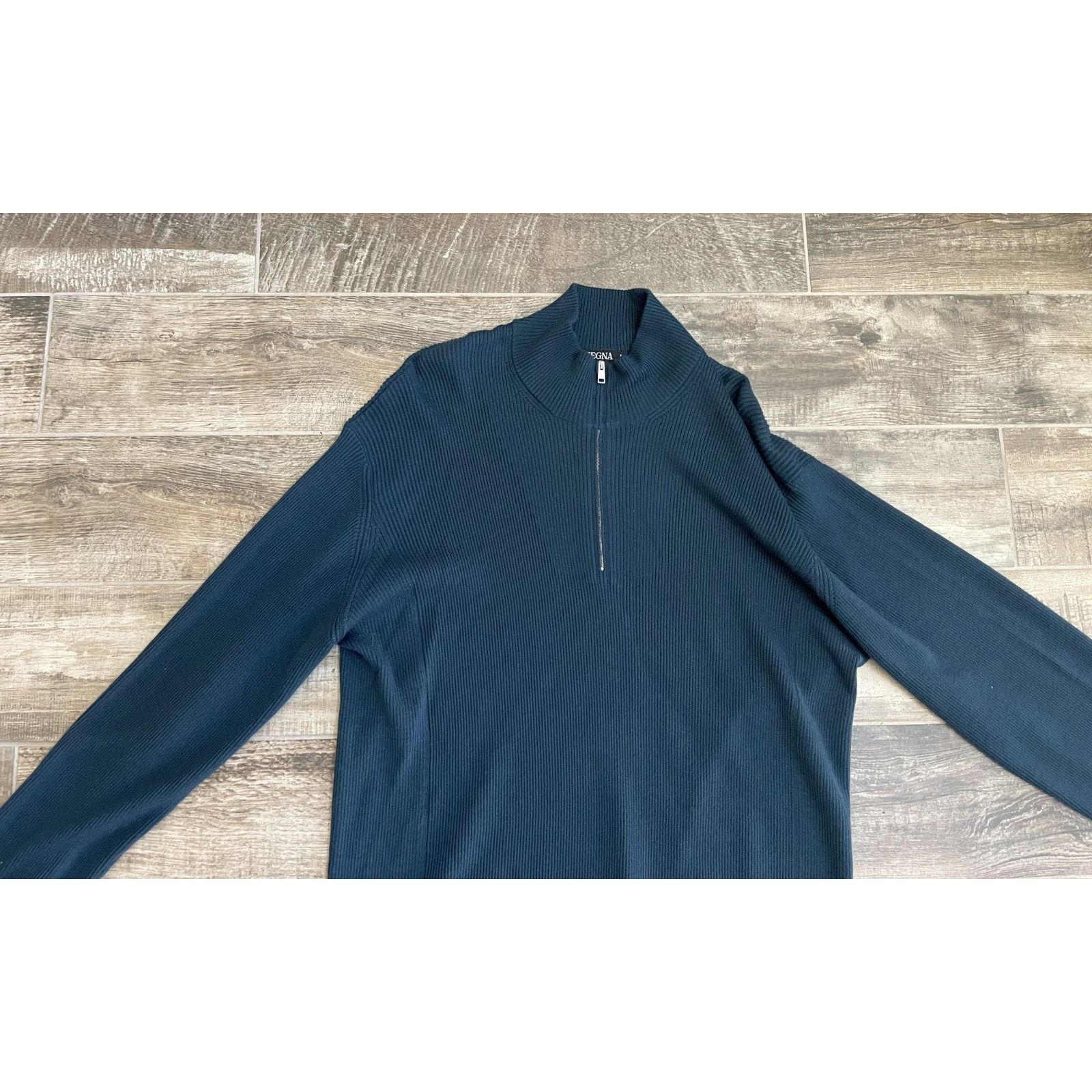 Ermenegildo Zegna $2750 NWT ZEGNA Cashsets Cashmere Zip Sweater Blue 58(3XL) Size US XXL / EU 58 / 5 - 2 Thumbnail