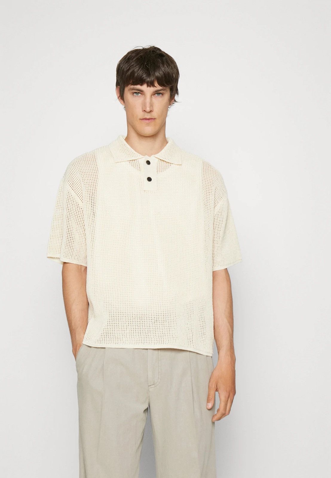 !DS! SS23 Solid Homme Knitted Beige Polo T-Shirt