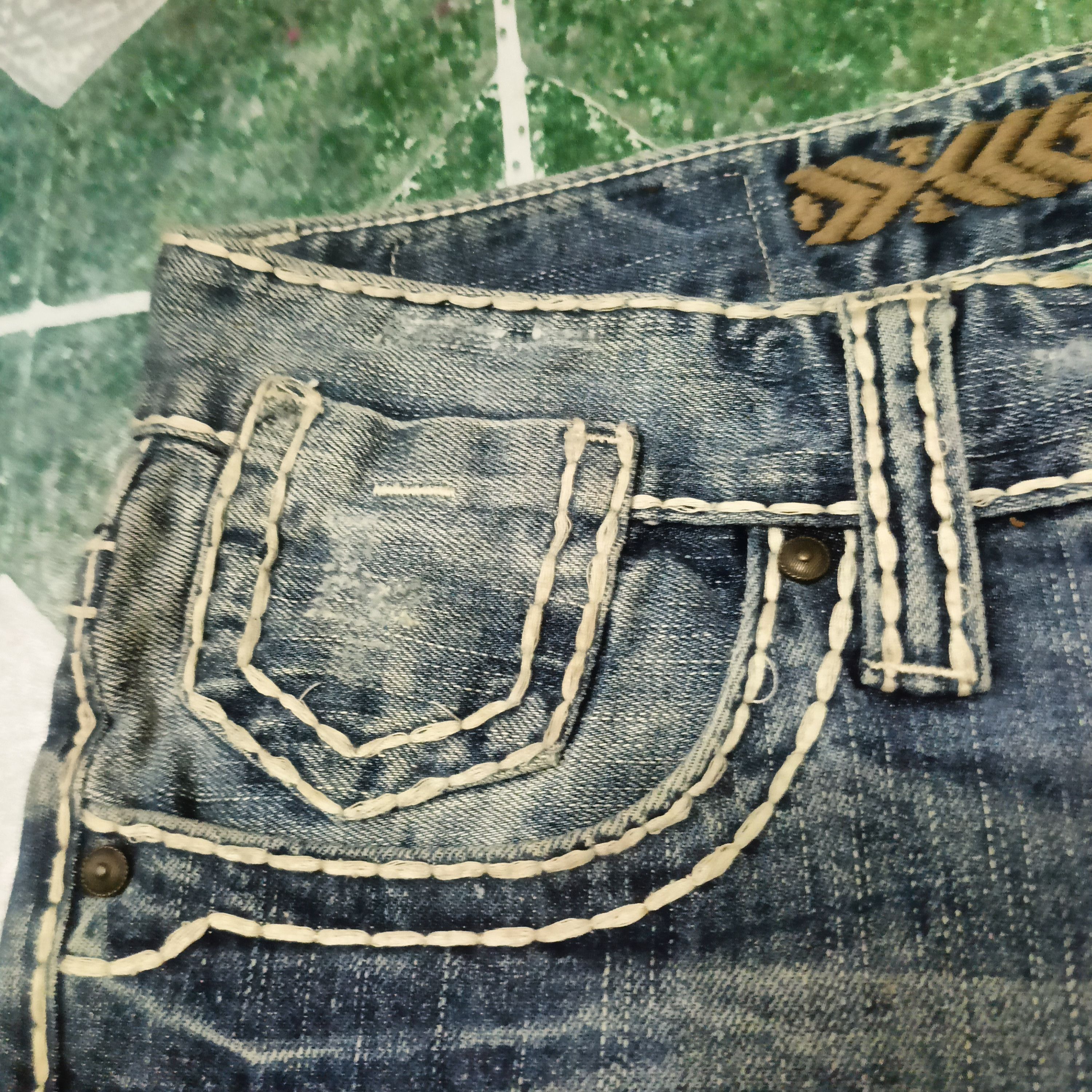 Who Decides War Japanese Shane jeans distressed white stitch Flared jeans Size US 30 / EU 46 - 5 Thumbnail