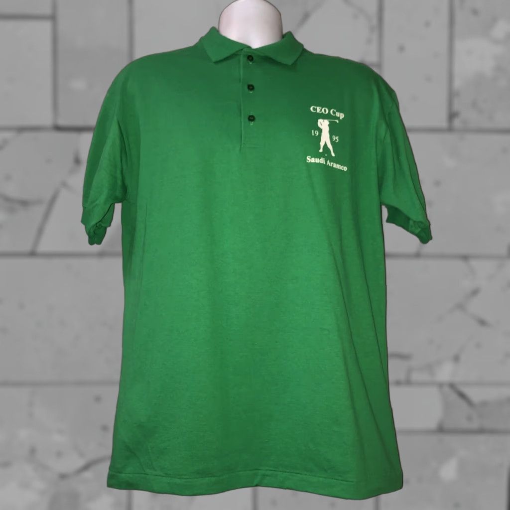 Vintage VINTAGE Screen Stars Green Polo CEO Cup Mens XL T-Shirt Short Sleeve Green Polo Stars VTG Size US XL / EU 56 / 4 - 1 Thumbnail