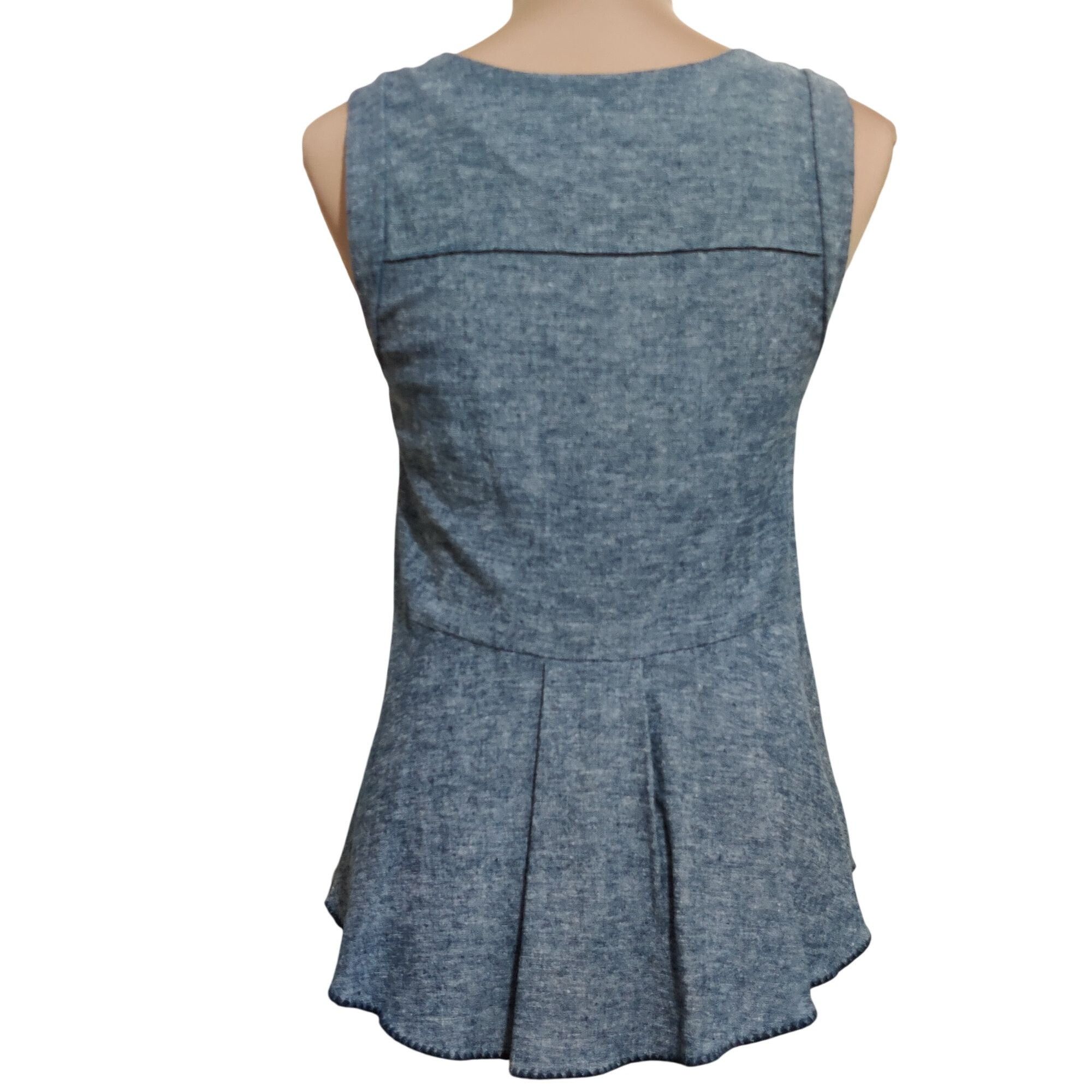 Other Sam & Lavi M Chambray Blue Cotton Linen Peplum Tank Top Tail Size M / US 6-8 / IT 42-44 - 4 Thumbnail