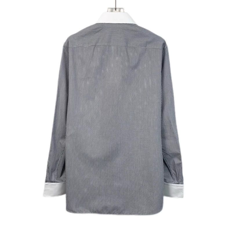 Fendi FENDI size 37 Blue logo embroidered spread collar striped c Size US M / EU 48-50 / 2 - 2 Thumbnail
