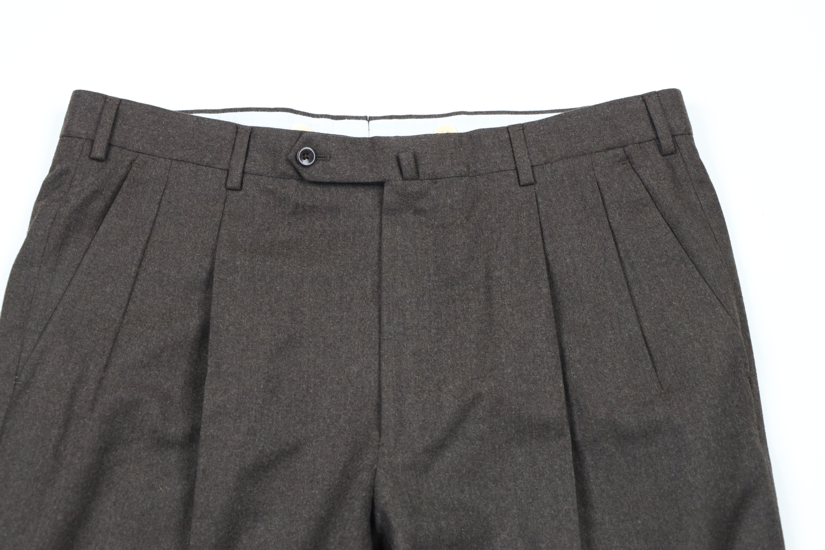 Incotex × Vintage Incotex Wool Pleated Cuffed Chino Pants Trousers Brown Size US 36 / EU 52 - 2 Thumbnail