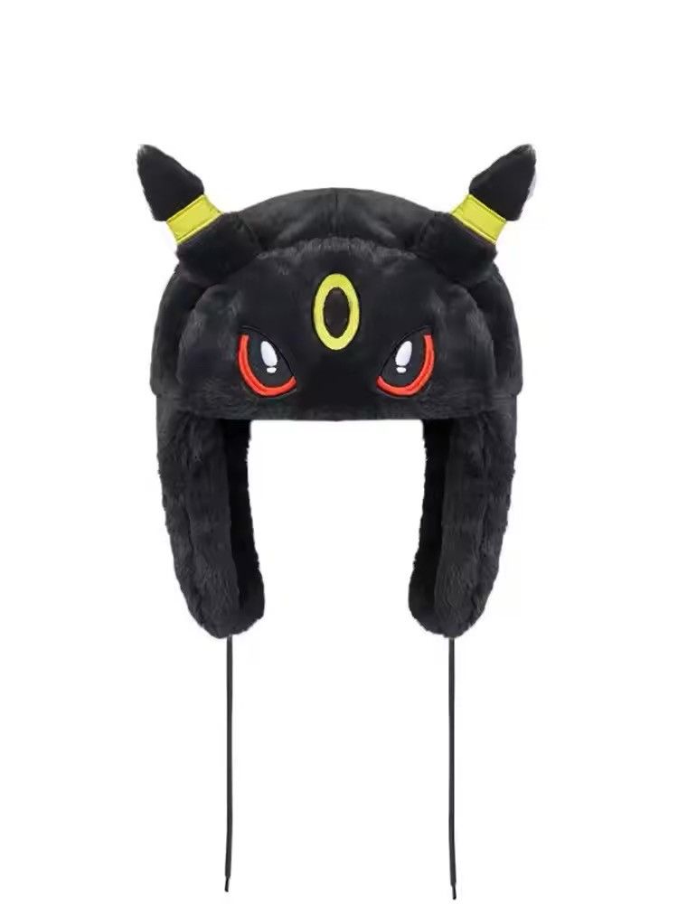 Japanese Brand × Vintage Y2K Cartoon Anime Black Umbreon Ushanka Cute Winter Hat Size ONE SIZE - 1 Thumbnail
