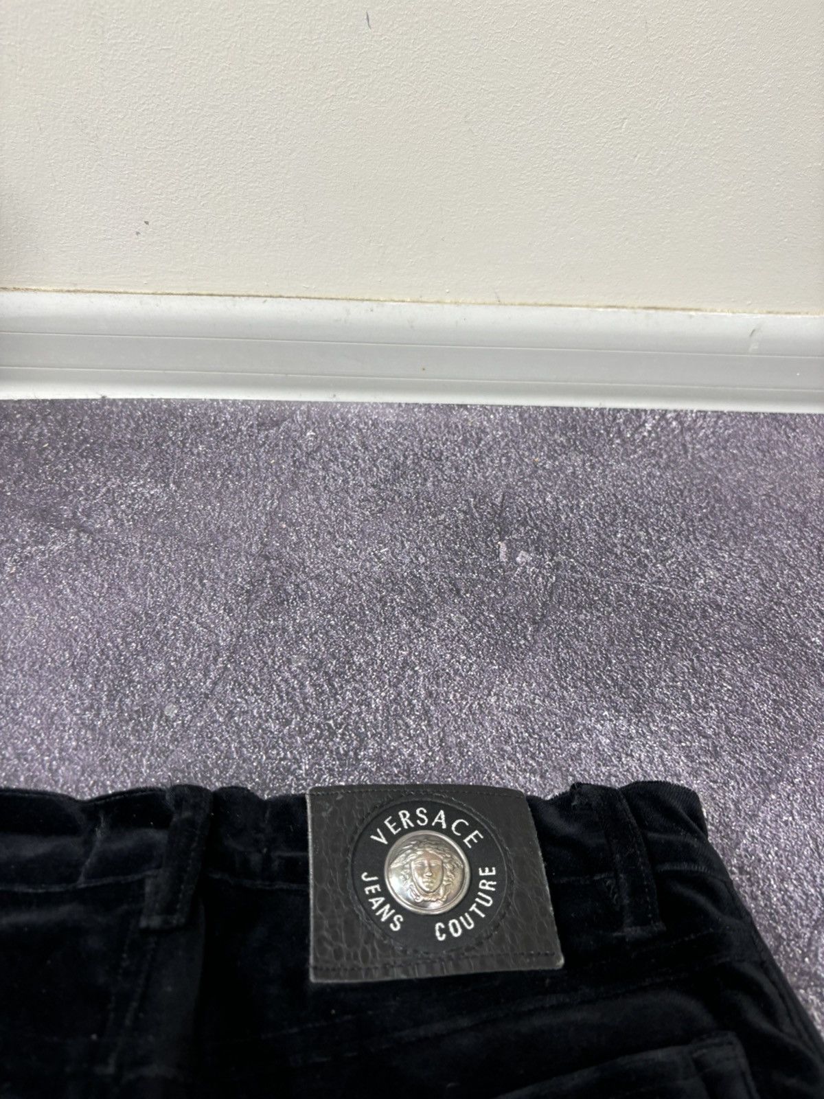 Versace Vintage Versace Jeans Couture Women’s Y2K Black Velvet Pants Size 28" / US 6 / IT 42 - 10 Thumbnail