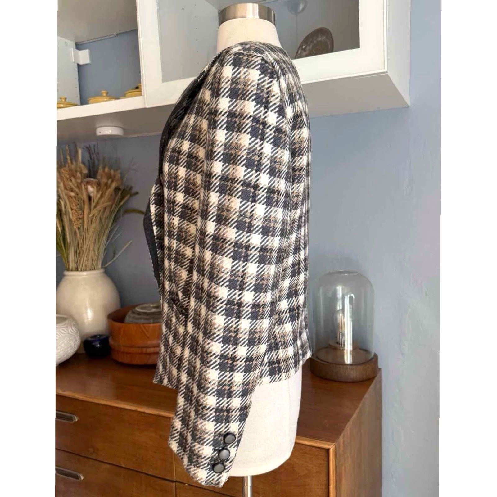 Louis Feraud VINTAGE Louis Féraud Blazer Jacket Wool Double-Breasted Plaid Check Womens Size 8 Size M / US 6-8 / IT 42-44 - 4 Thumbnail