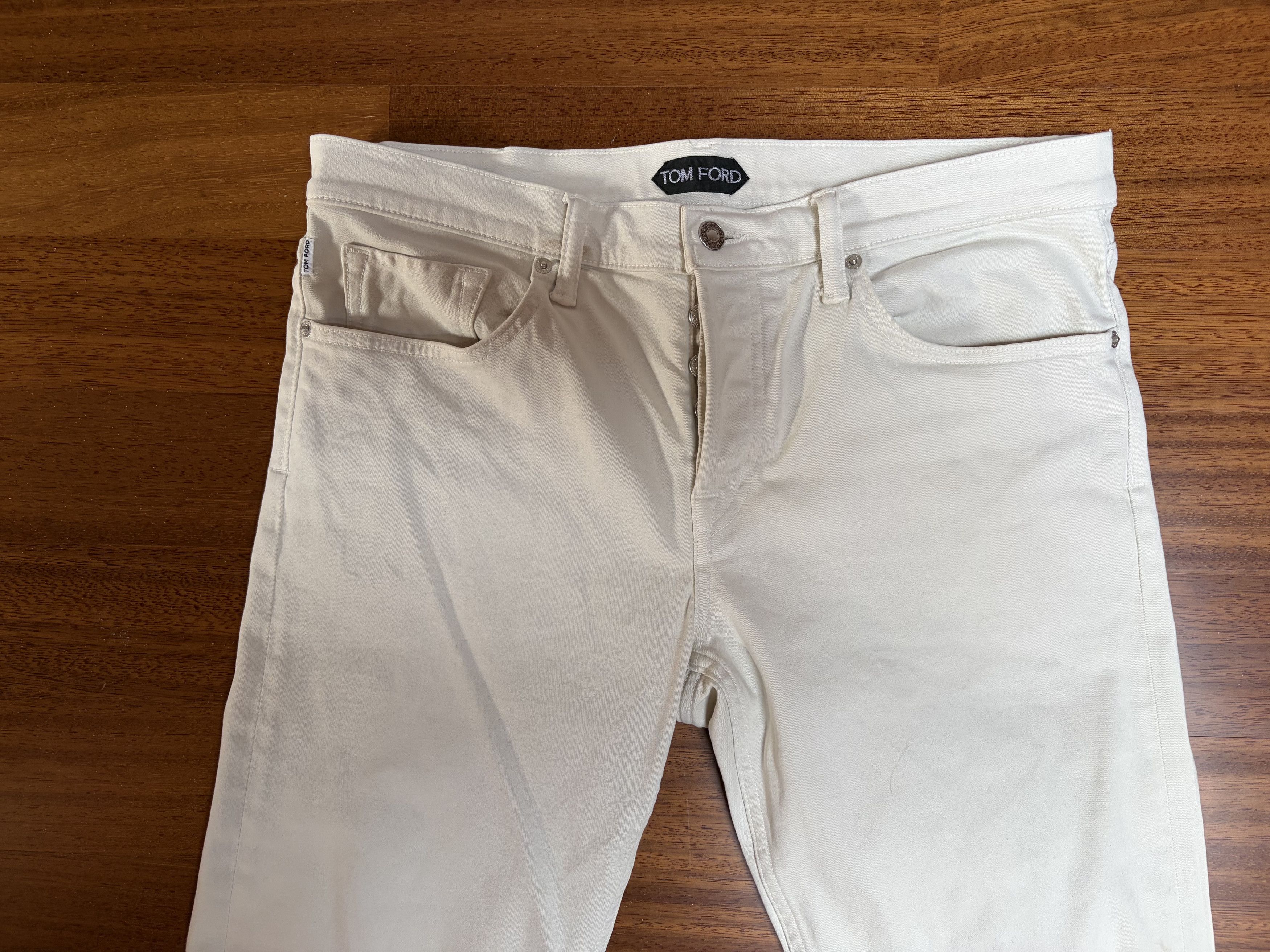 Tom Ford Beige Clean Compact Twill Slim Fit 5 Pocket Trouser Size US 34 / EU 50 - 3 Thumbnail